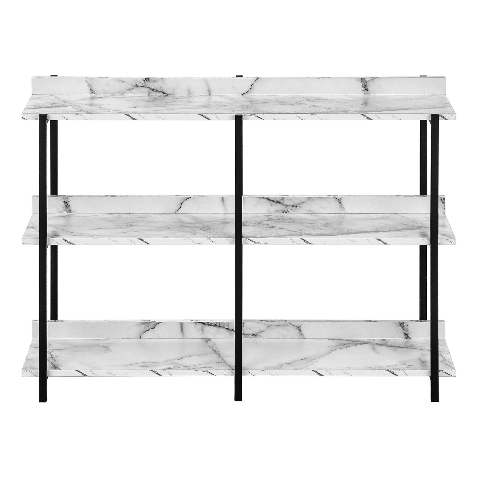 Accent Table - 48L / White Marble / Black Metal Console