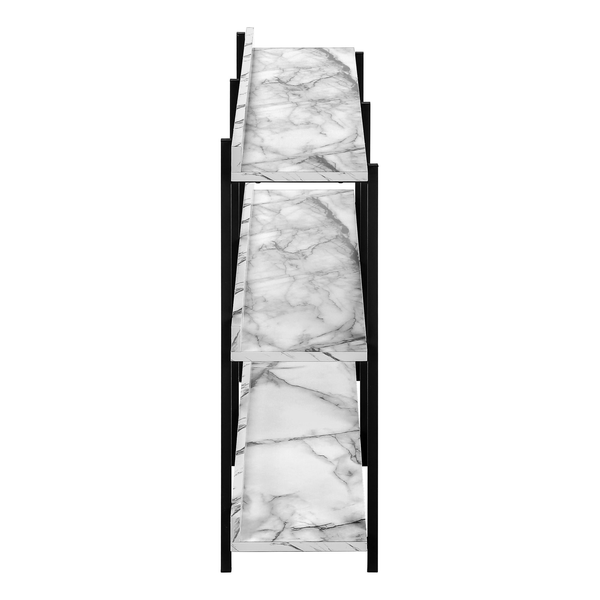 Accent Table - 48L / White Marble / Black Metal Console