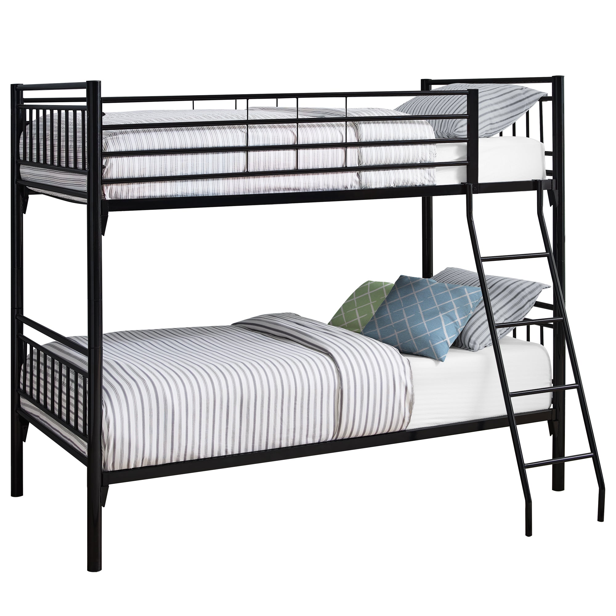 Bunk Bed - Twin / Twin Size / Detachable Black Metal