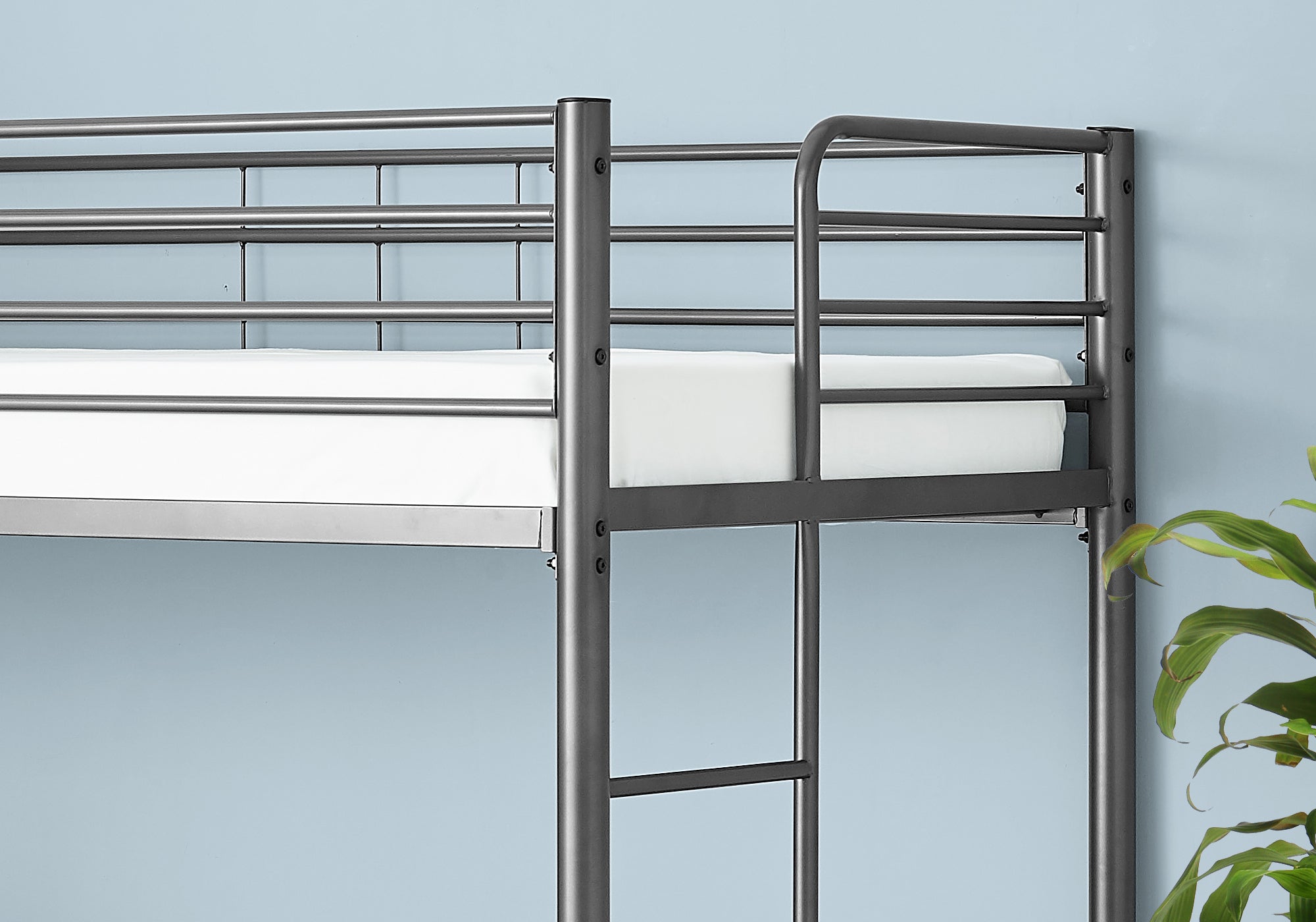 Bunk Bed - Twin / Full Size - Grey Desk / Grey Metal