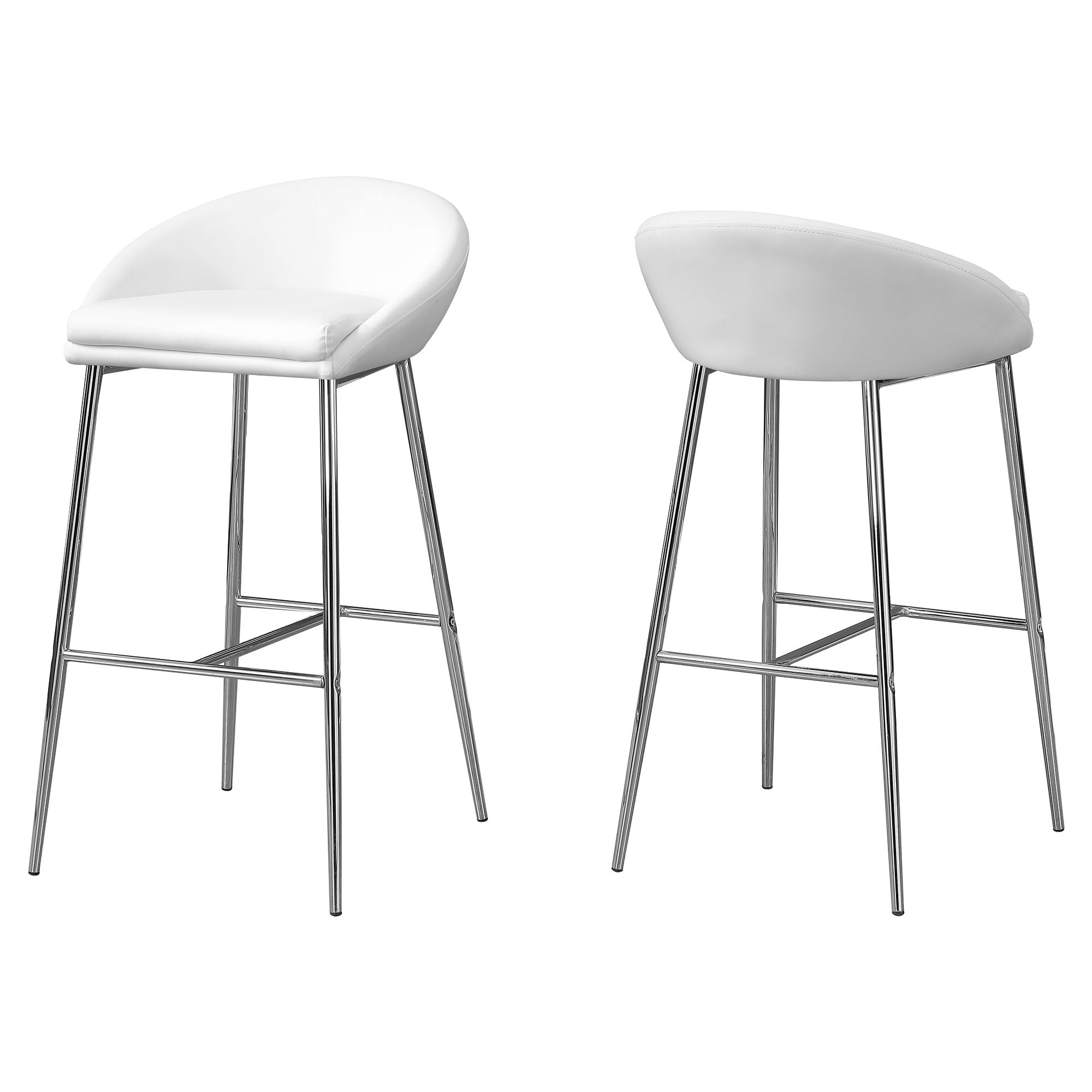 Barstool - 2Pcs / White / Chrome Base / Bar Height