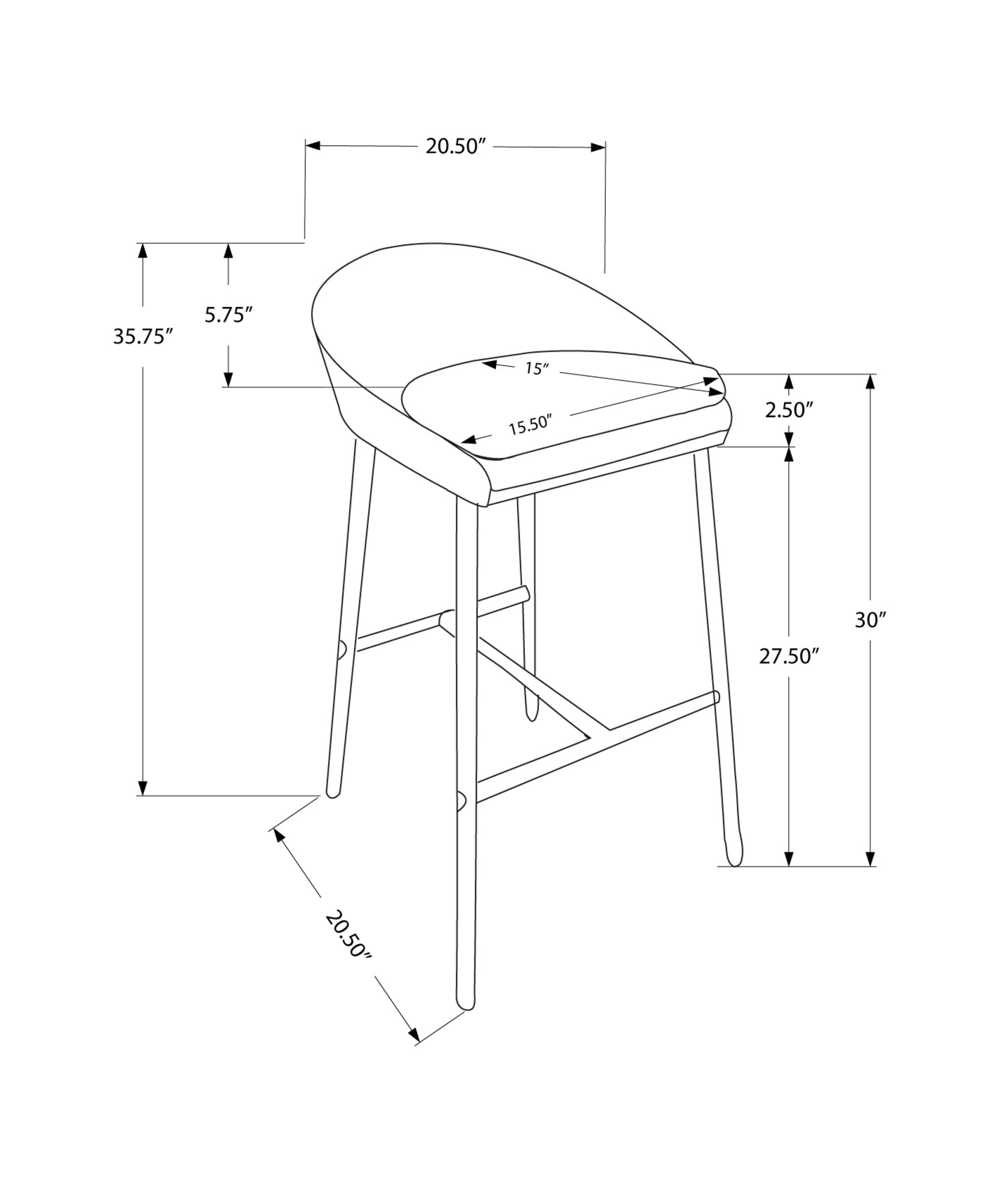 Barstool - 2Pcs / White / Chrome Base / Bar Height