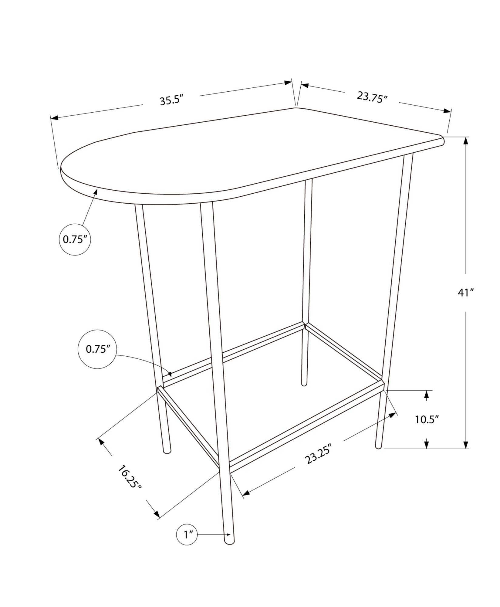 Home Bar - 24X 36 / Grey Marble / Charcoal Metal