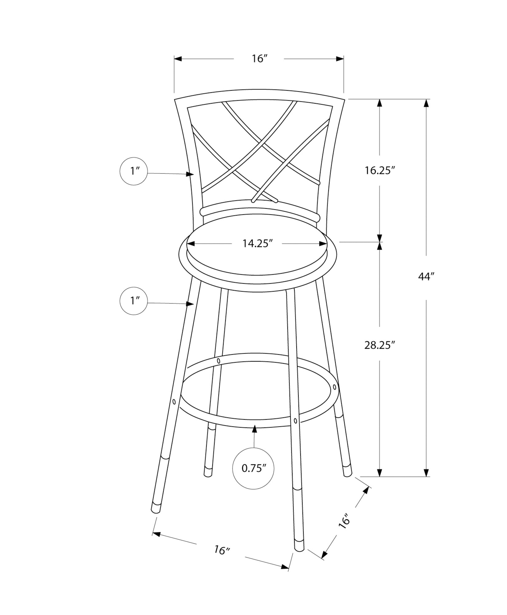 Barstool - 2Pcs / Swivel / White / Grey Fabric Seat