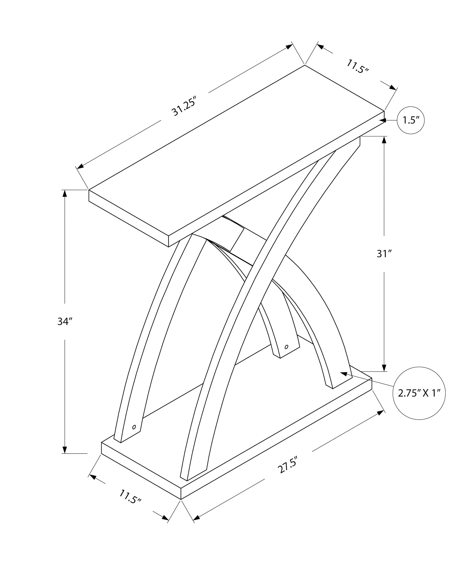 Accent Table - 32L / Espresso Hall Console