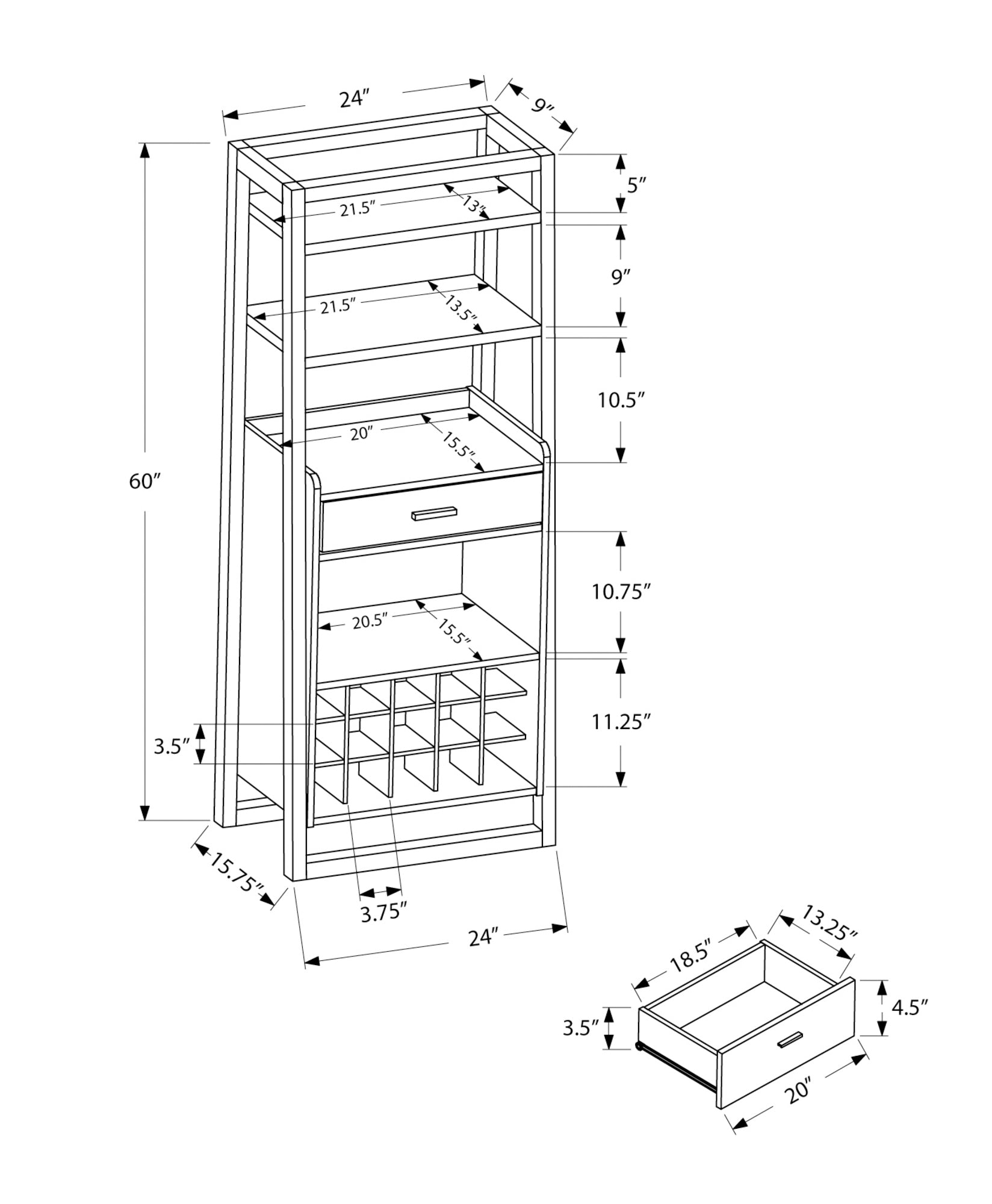 Home Bar - 60H / Espresso Ladder Style