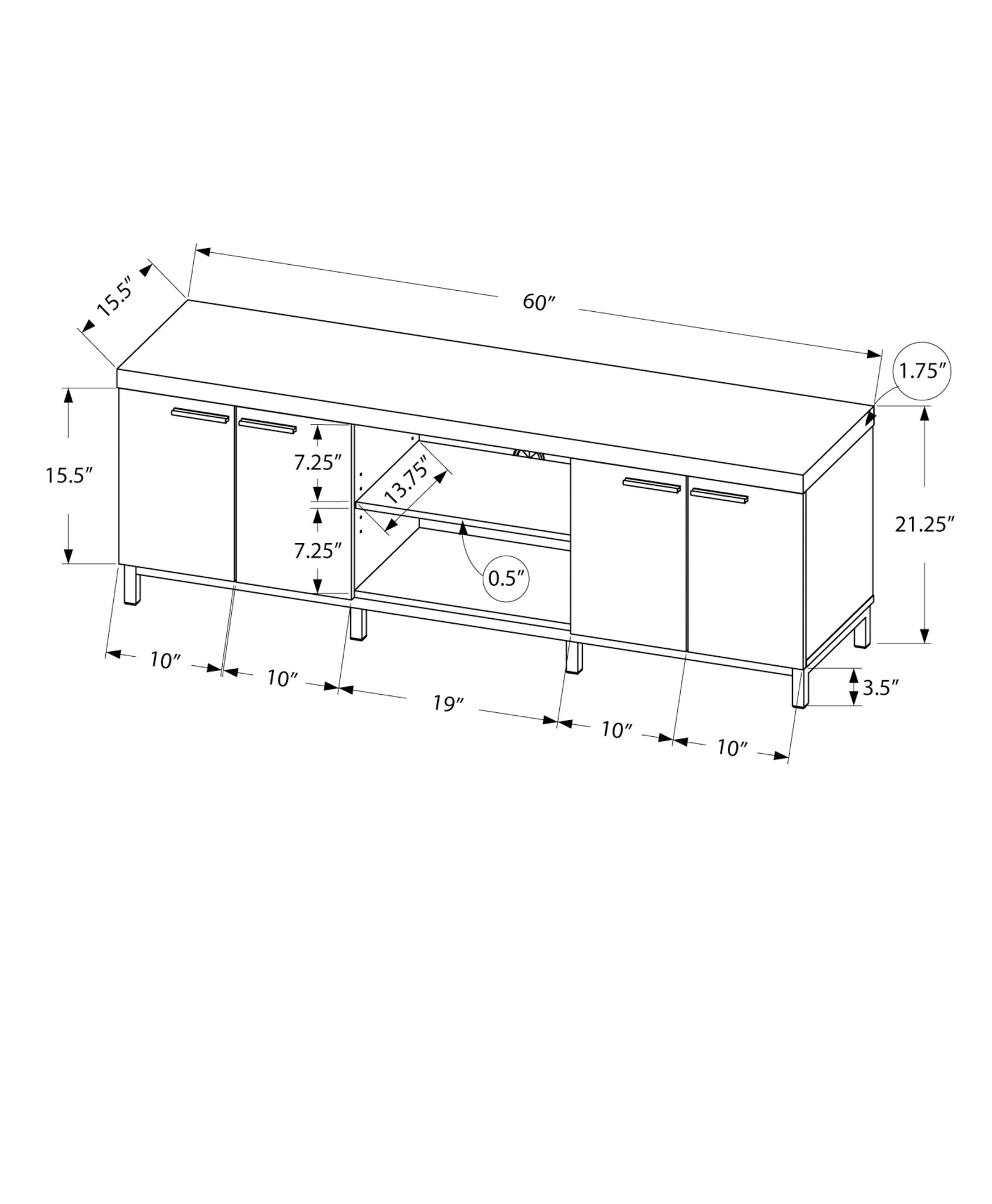 Tv Stand - 60L / Black / Grey