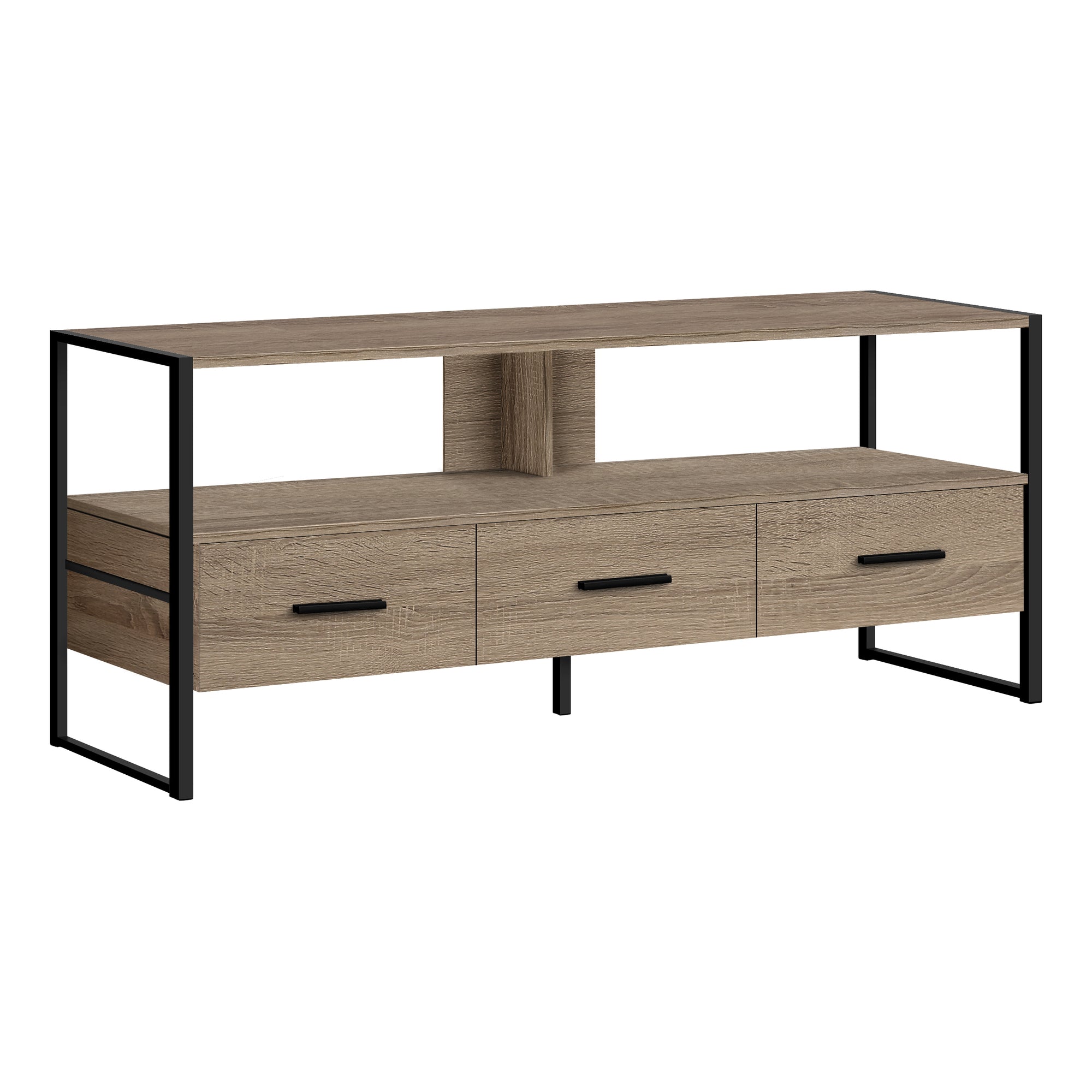 Tv Stand - 48L / Dark Taupe / Black Metal