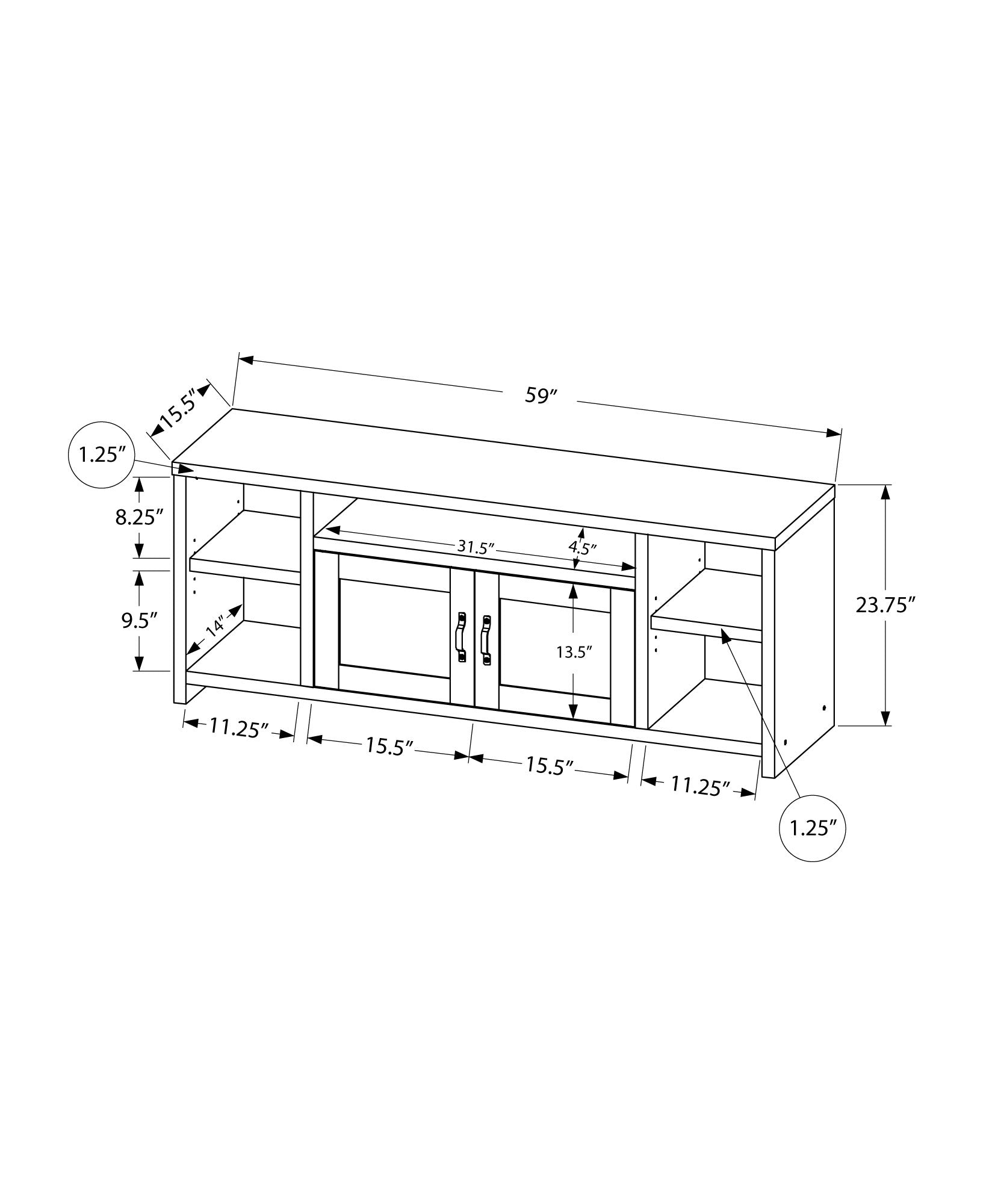 Tv Stand - 60L / Brown Reclaimed Wood-Look