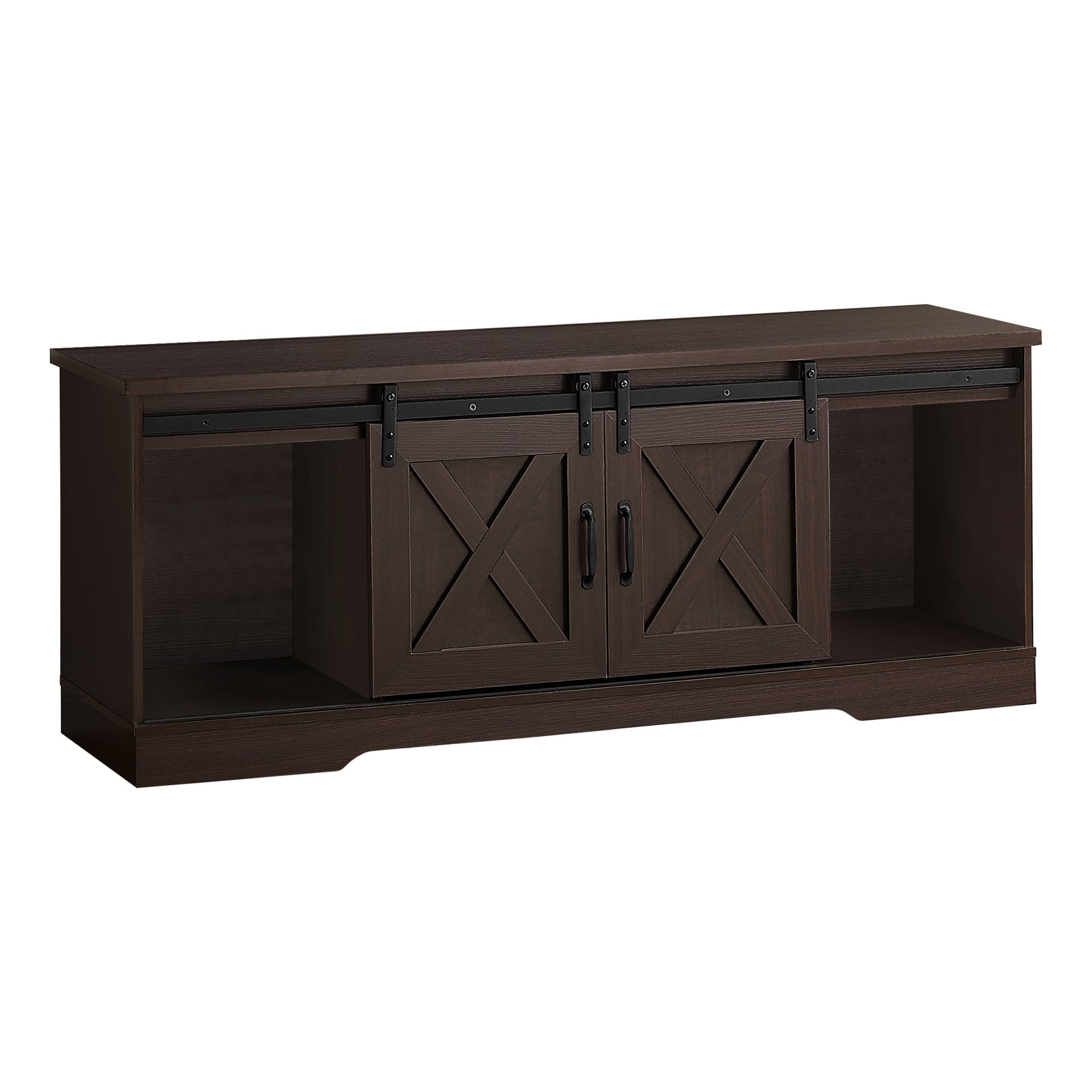 Tv Stand - 60L / Espresso With 2 Sliding Doors