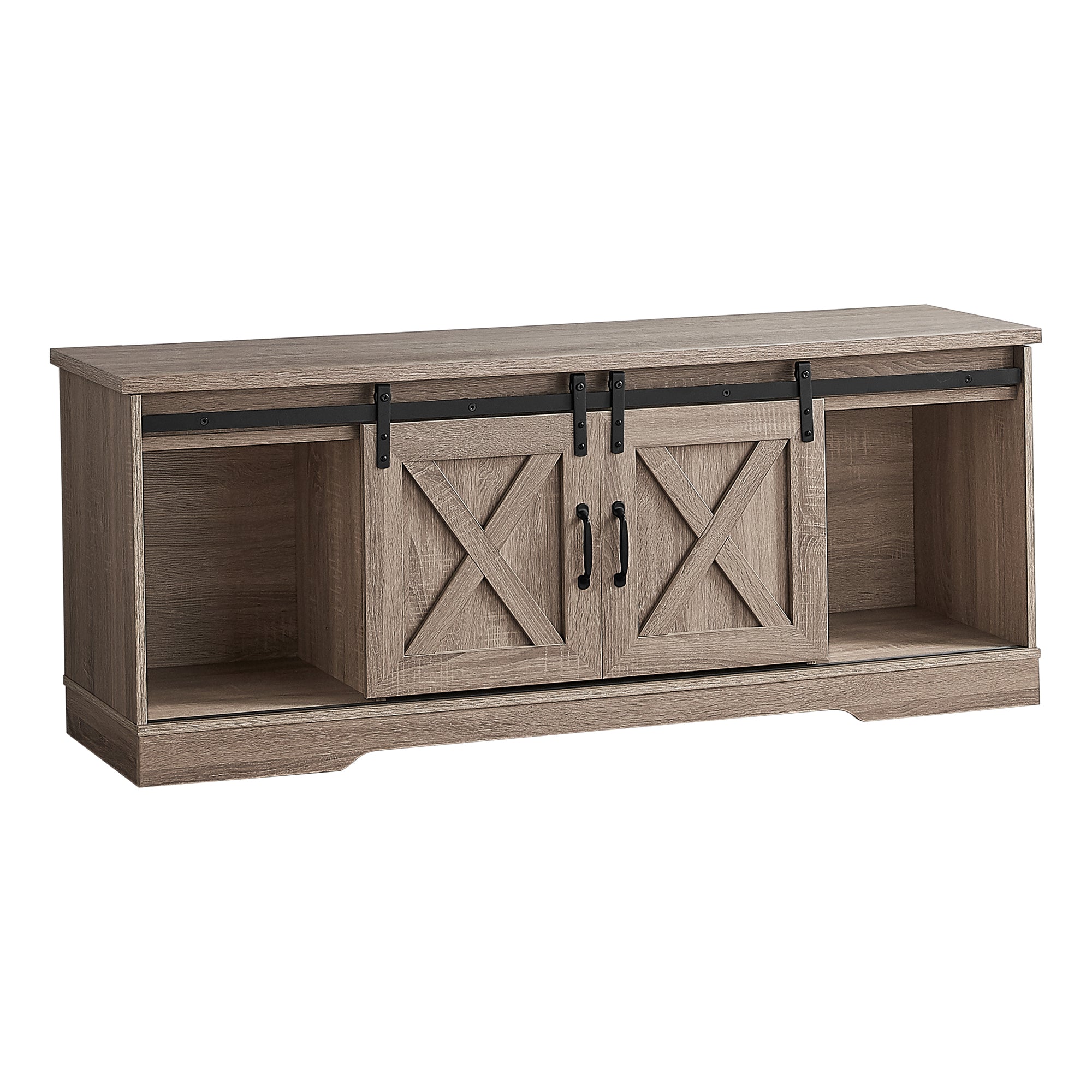 Tv Stand - 60L / Dark Taupe With 2 Sliding Doors