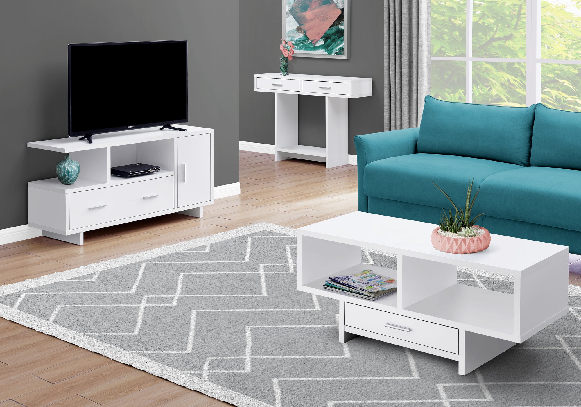 Tv Stand - 48L / White With Storage