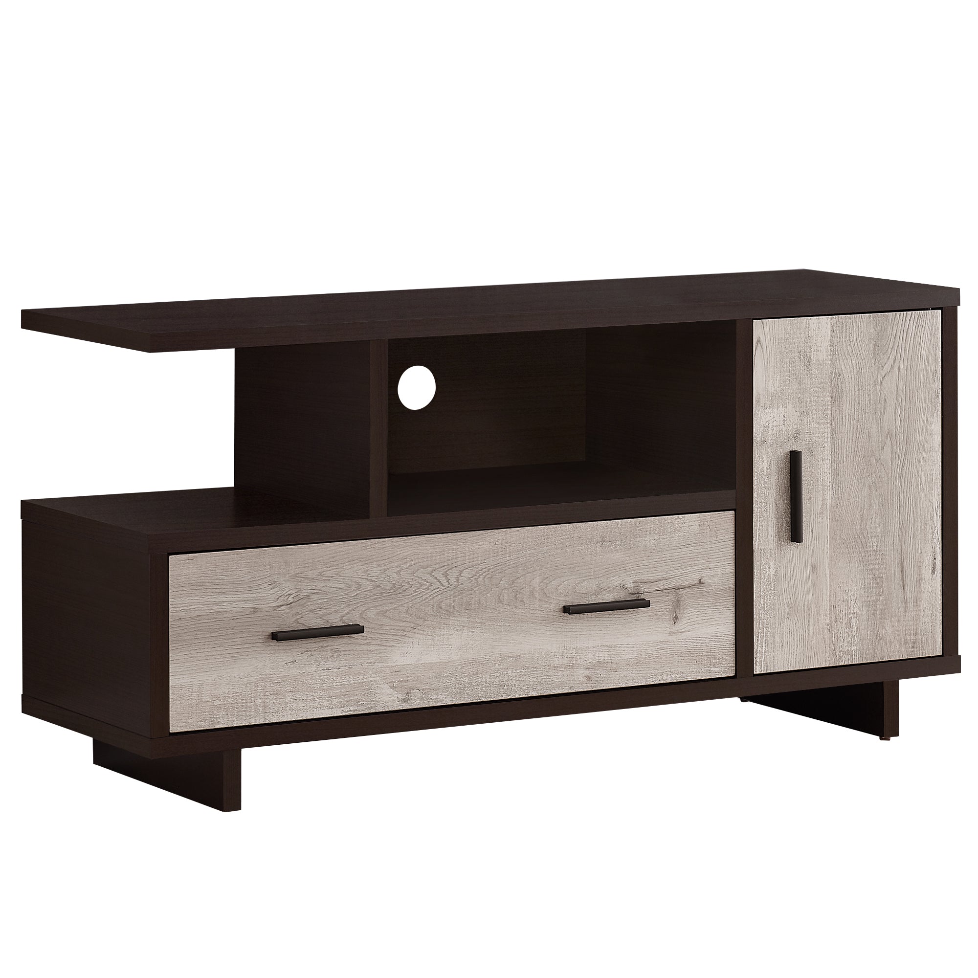 Tv Stand - 48L / Espresso / Taupe Reclaimed Wood-Look