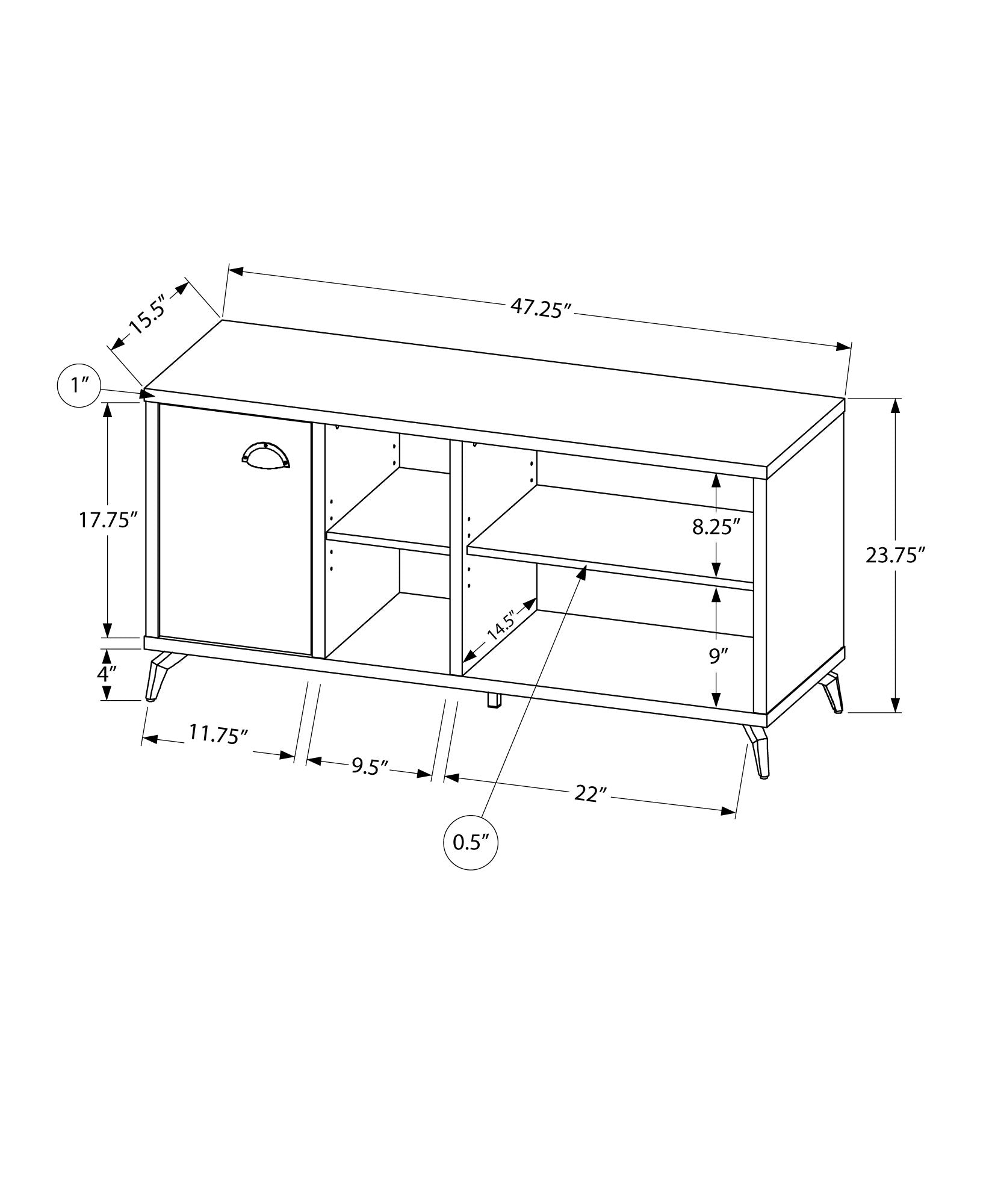 Tv Stand - 48L / White / Grey Cement-Look Top