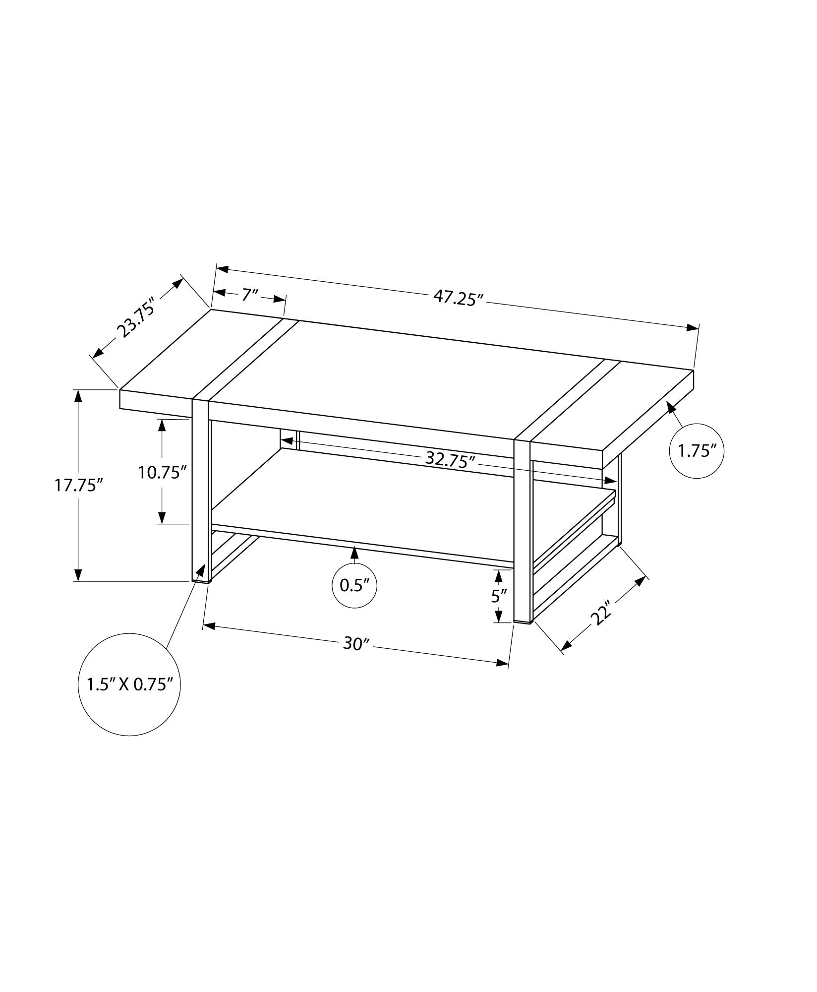 Coffee Table - Brown Reclaimed Wood-Look / Black Metal