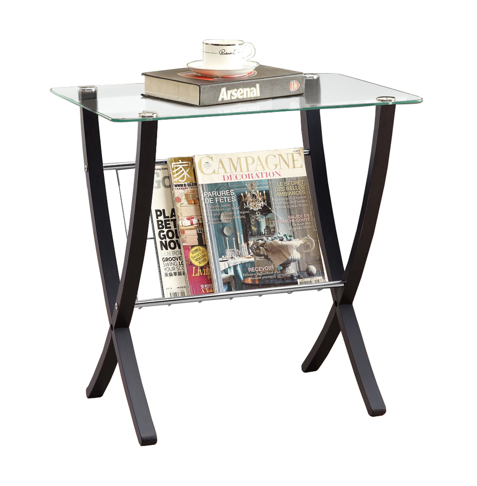 Accent Table - Espresso Bentwood With Tempered Glass