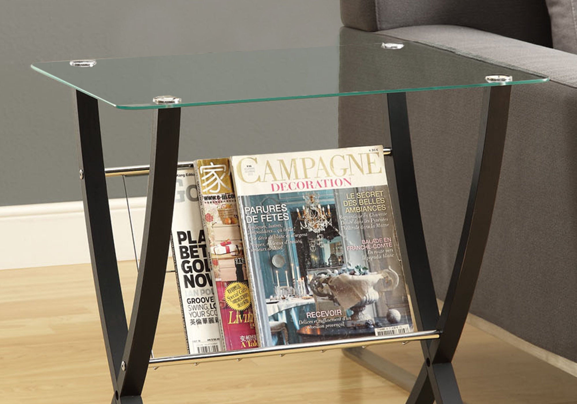 Accent Table - Espresso Bentwood With Tempered Glass