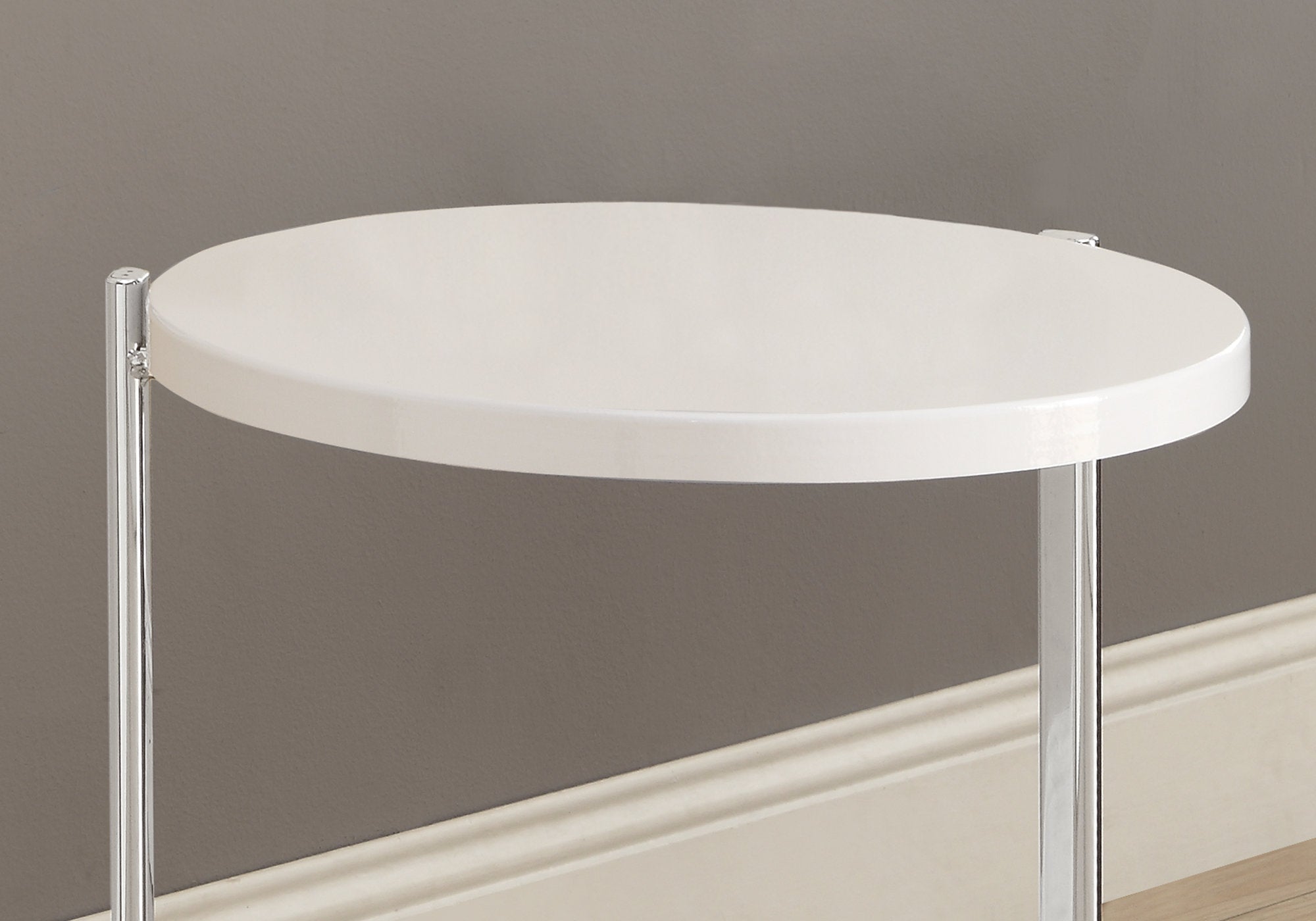 Accent Table - Glossy White / Chrome Metal