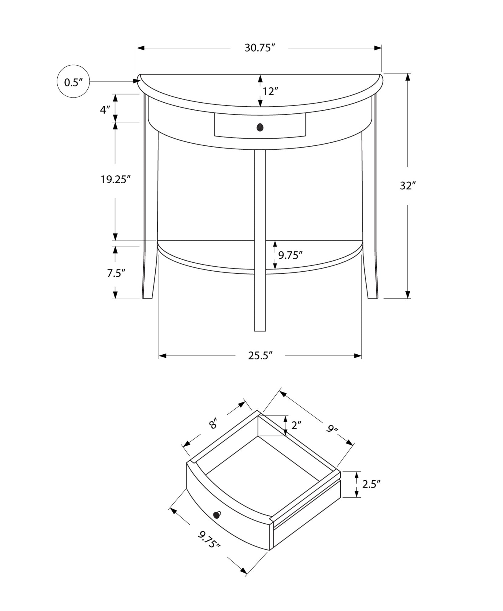 Accent Table - 31L / Dark Cherry Hall Console