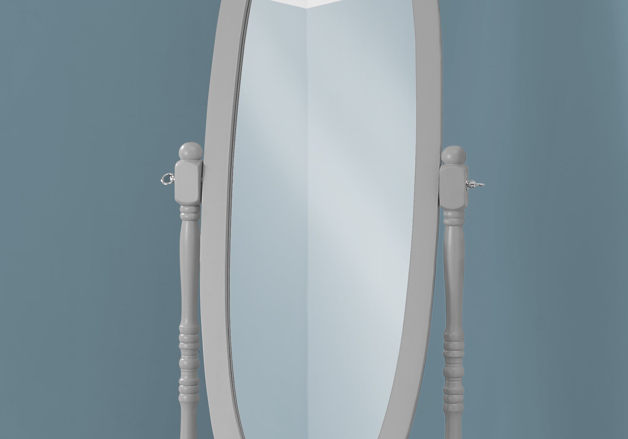 Mirror - 59H / Grey Oval Wood Frame