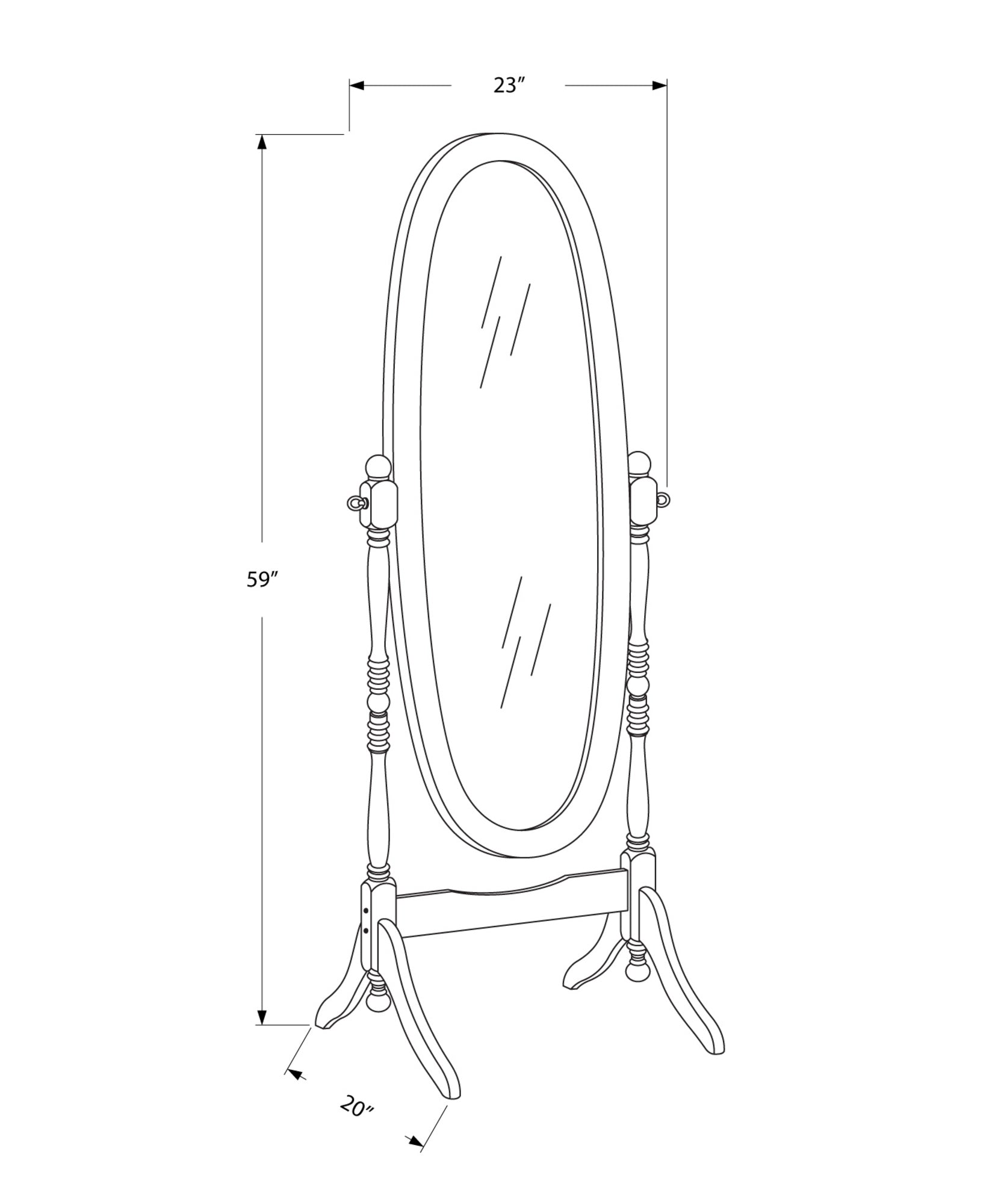 Mirror - 59H / Grey Oval Wood Frame