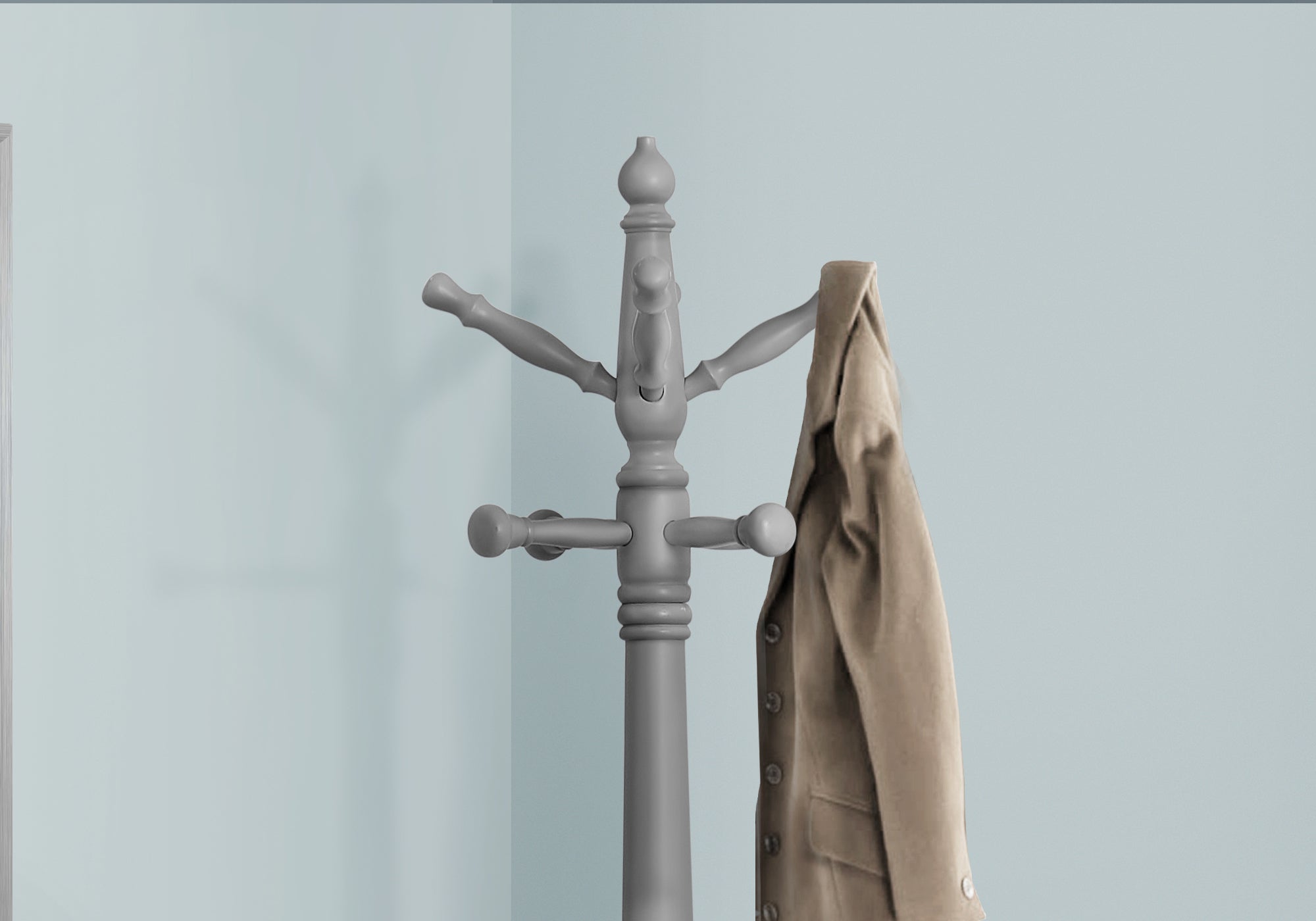 Coat Rack - 73H / Grey Wood Traditional Style