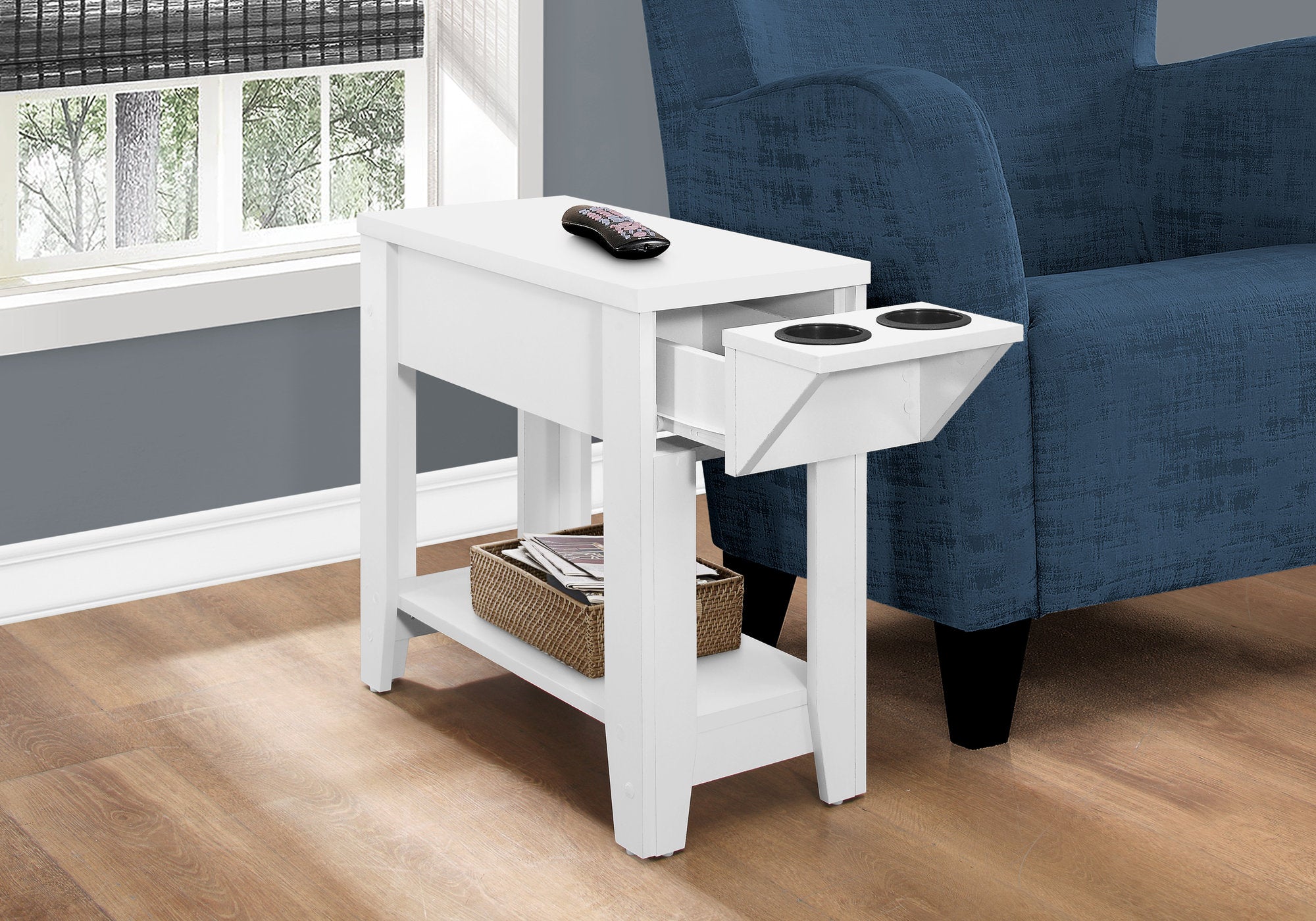 Accent Table - 23H / White With A Glass Holder