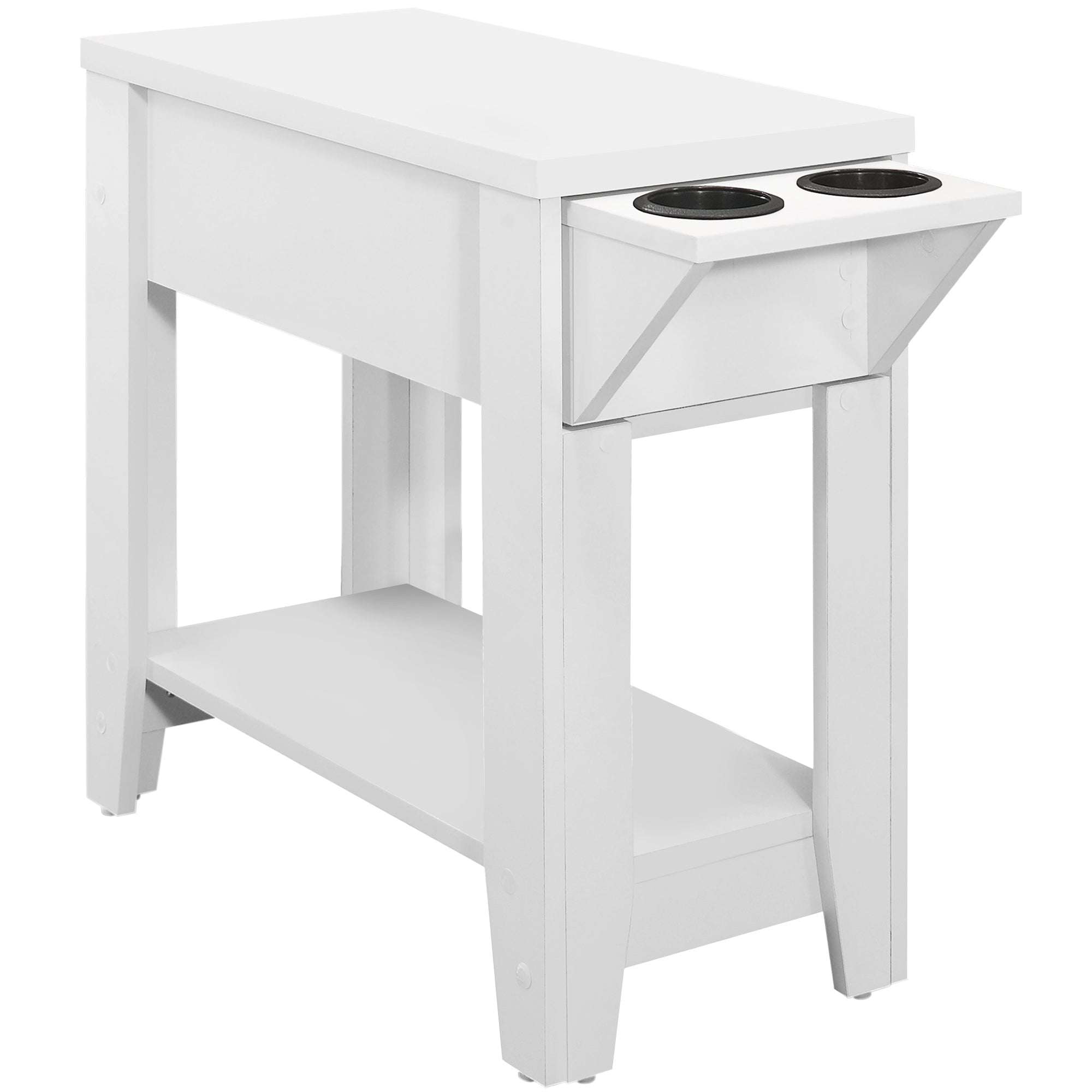 Accent Table - 23H / White With A Glass Holder