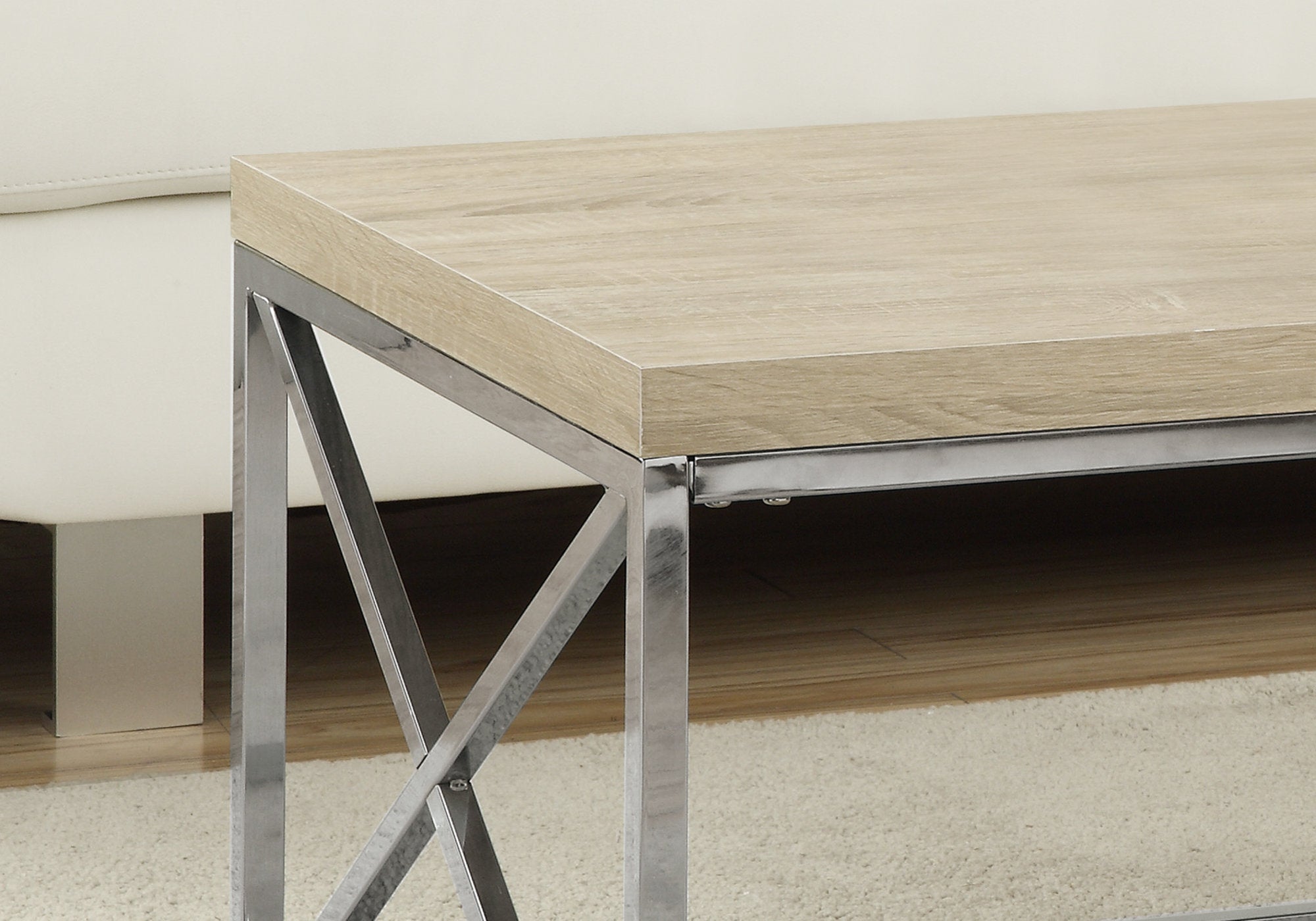 Coffee Table - Natural With Chrome Metal