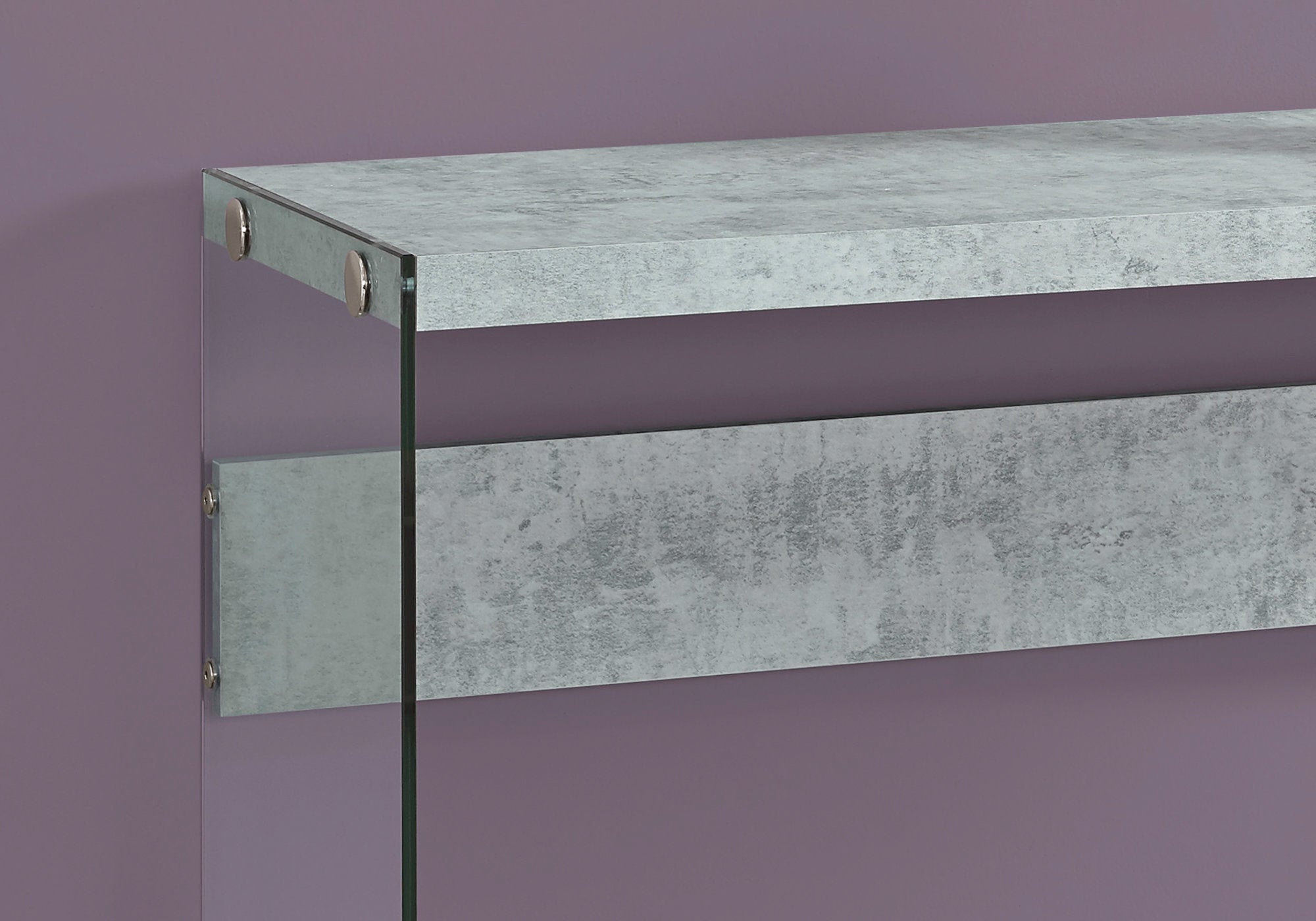 Accent Table - 44L / Grey Cement / Tempered Glass