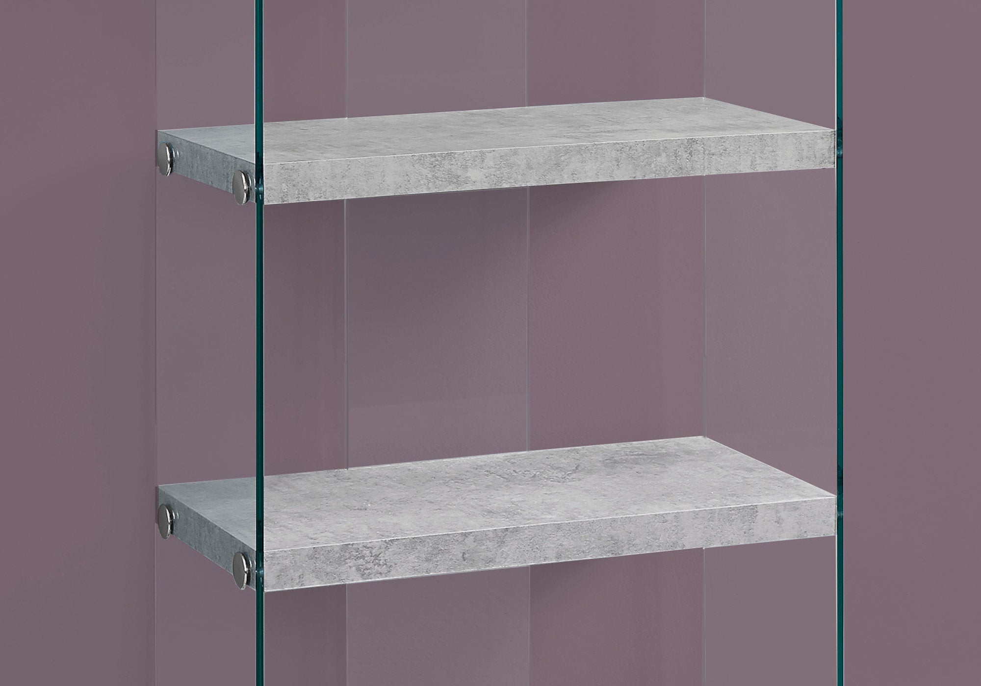 Bookcase - 60H / Grey Cement With Tempered Glass