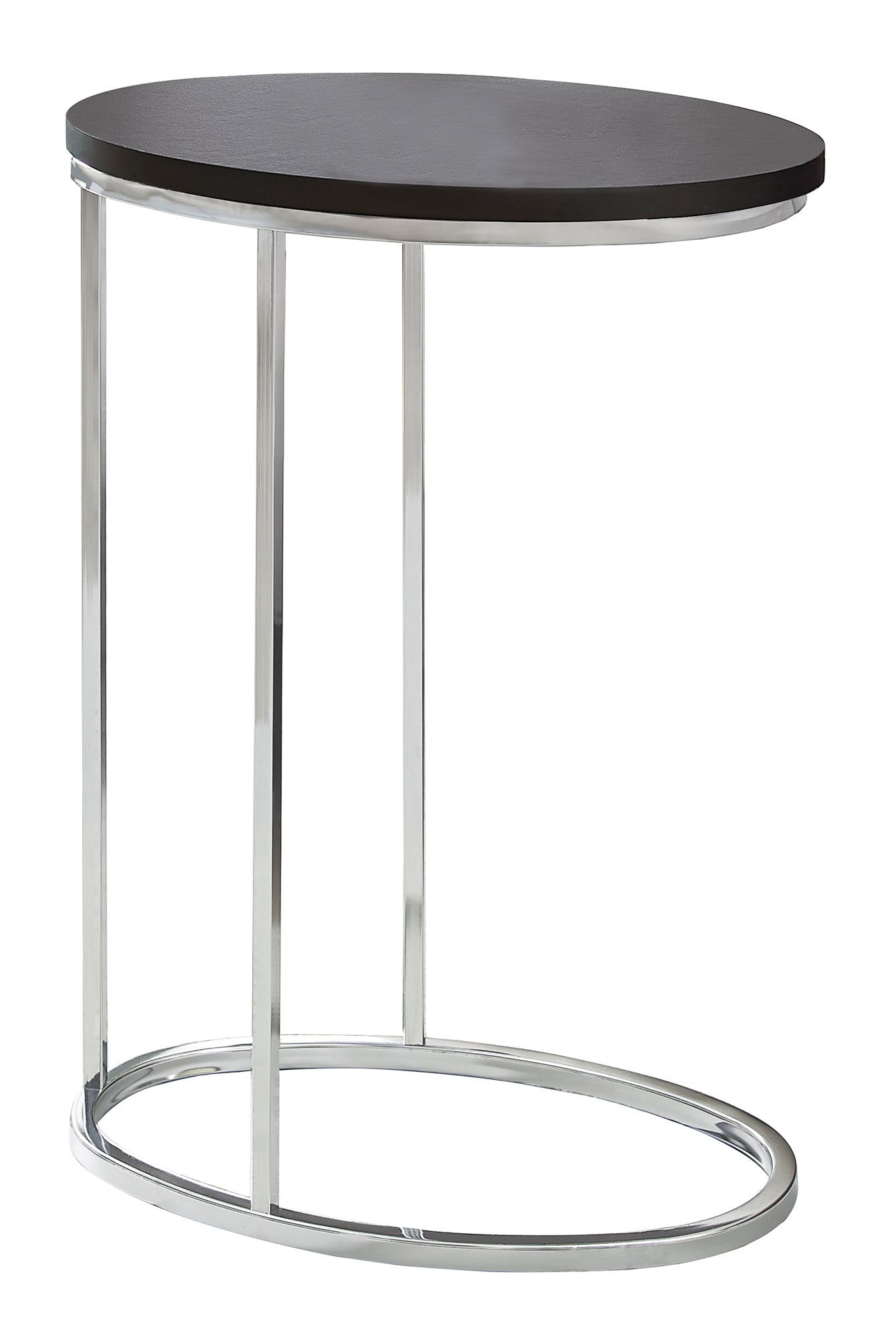 Accent Table - Oval / Espresso With Chrome Metal