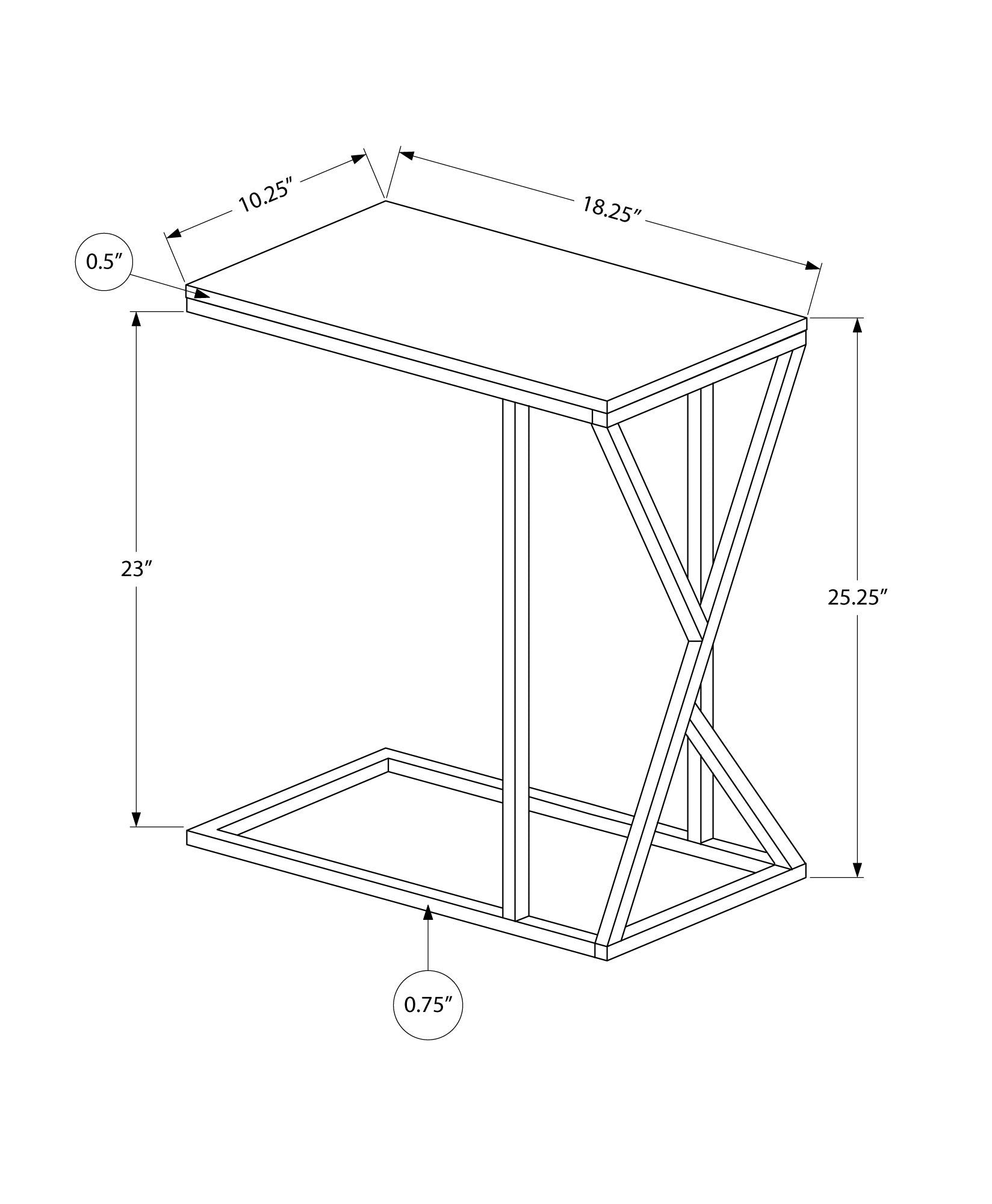 Accent Table - 25H / Black / Black Metal