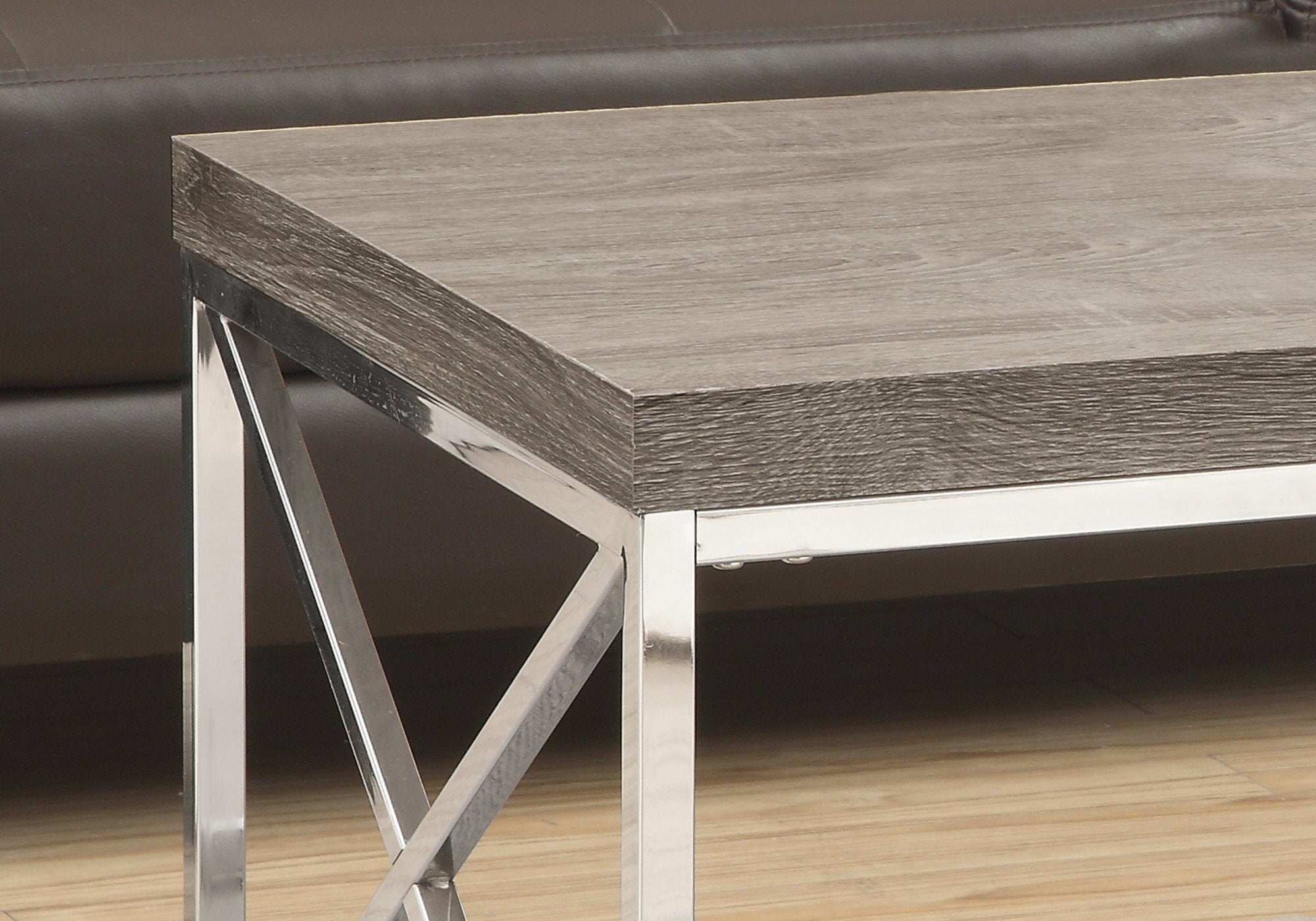 Coffee Table - Dark Taupe With Chrome Metal