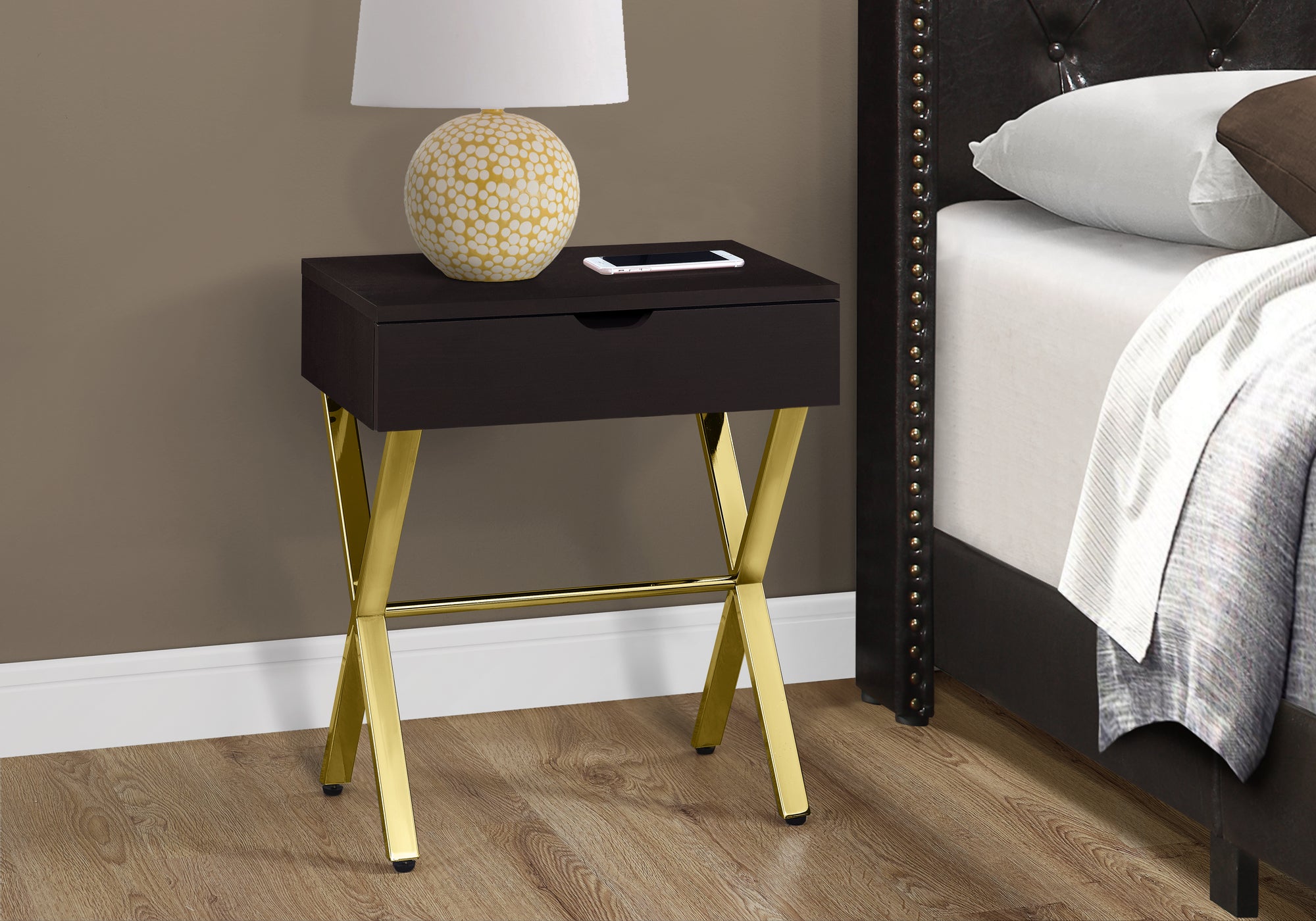 Accent Table - 24H / Espresso / Gold Metal