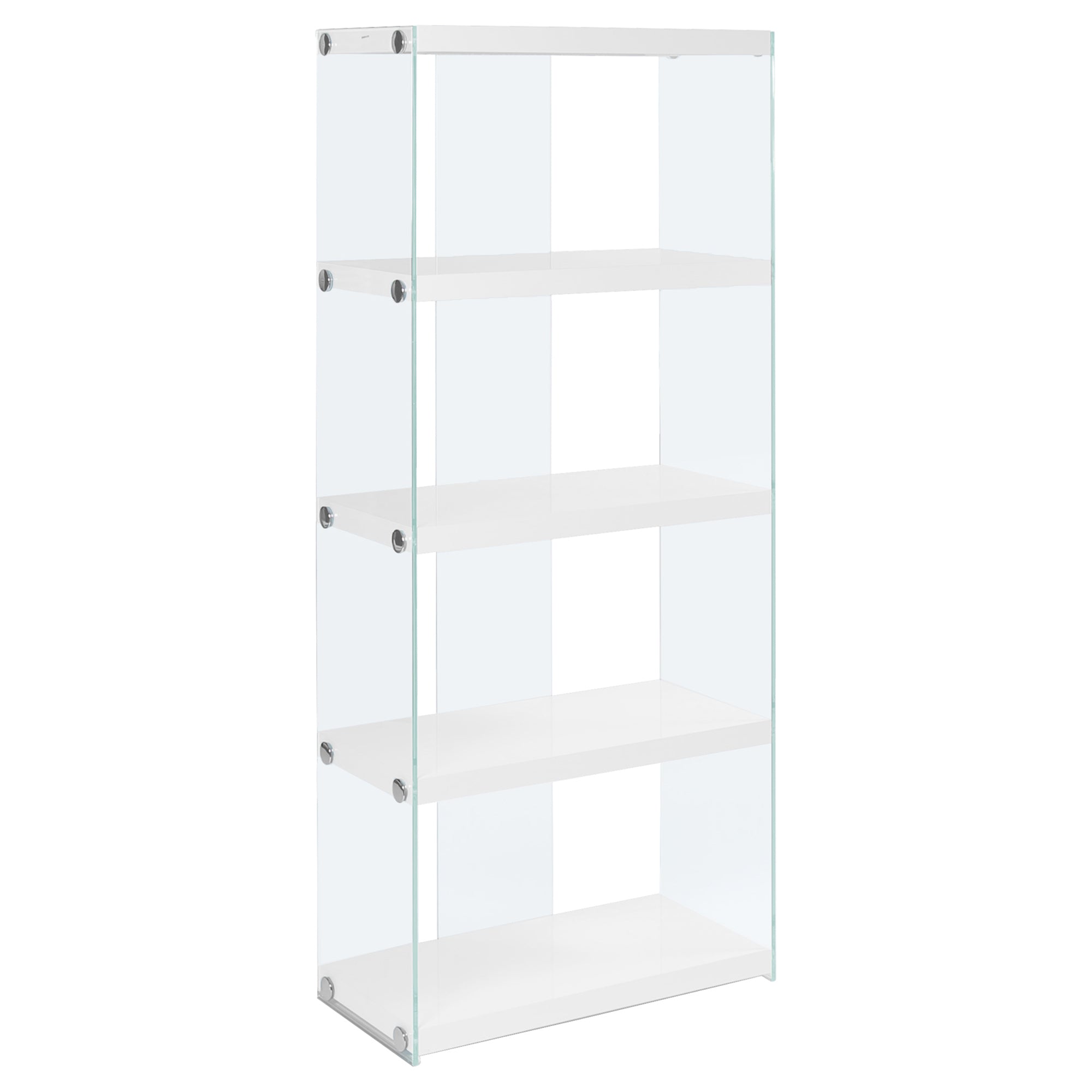 Bookcase - 60H / Glossy White With Tempered Glass