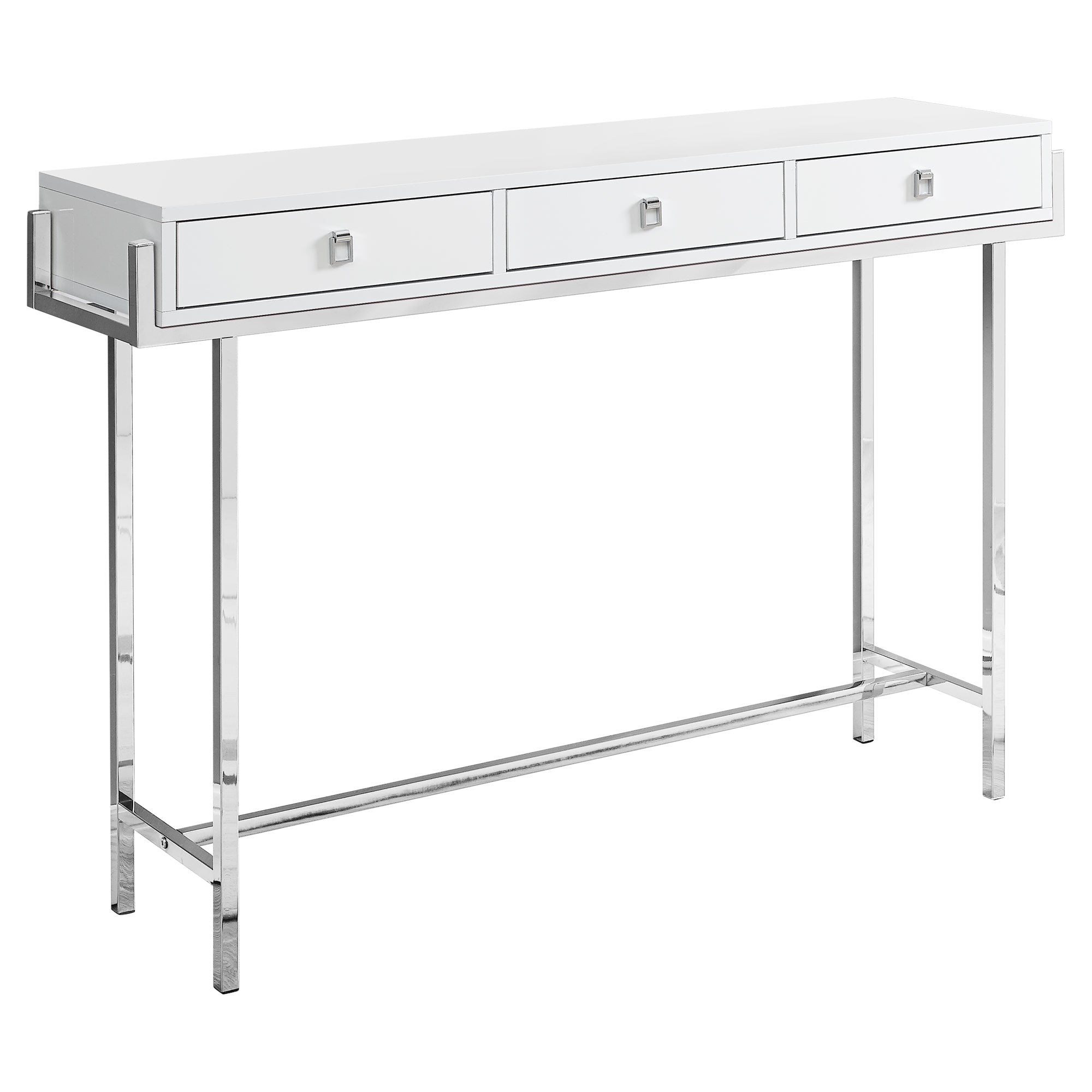 Accent Table - 48L / Glossy White / Chrome Metal