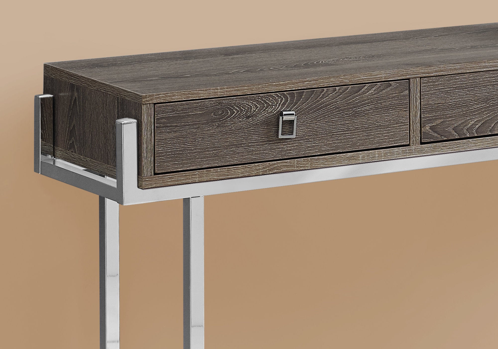 Accent Table - 48L / Dark Taupe / Chrome Metal