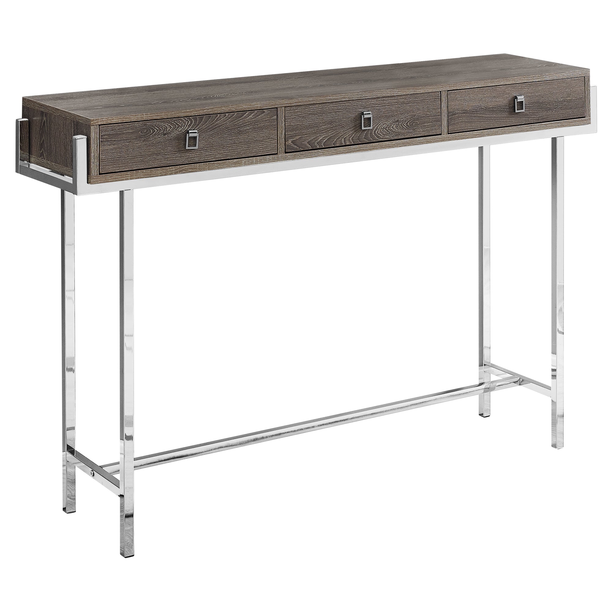 Accent Table - 48L / Dark Taupe / Chrome Metal