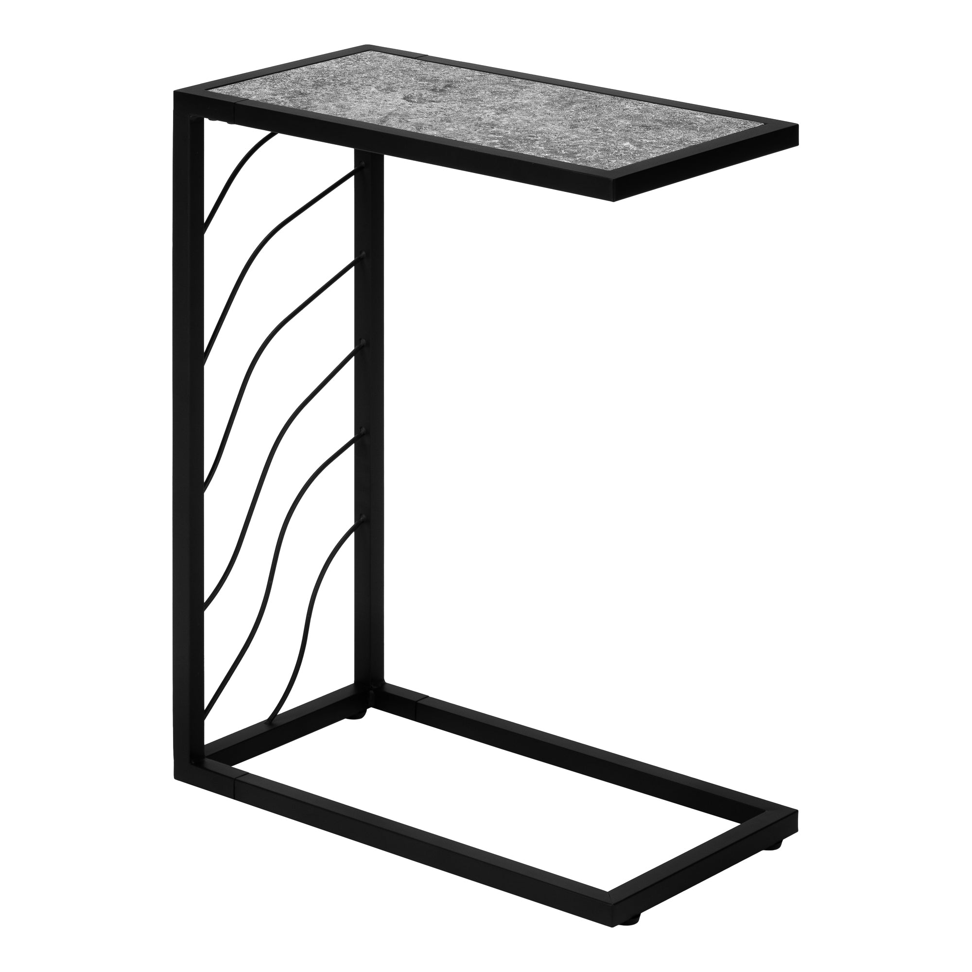 Accent Table - 25H / Grey Stone-Look / Black Metal