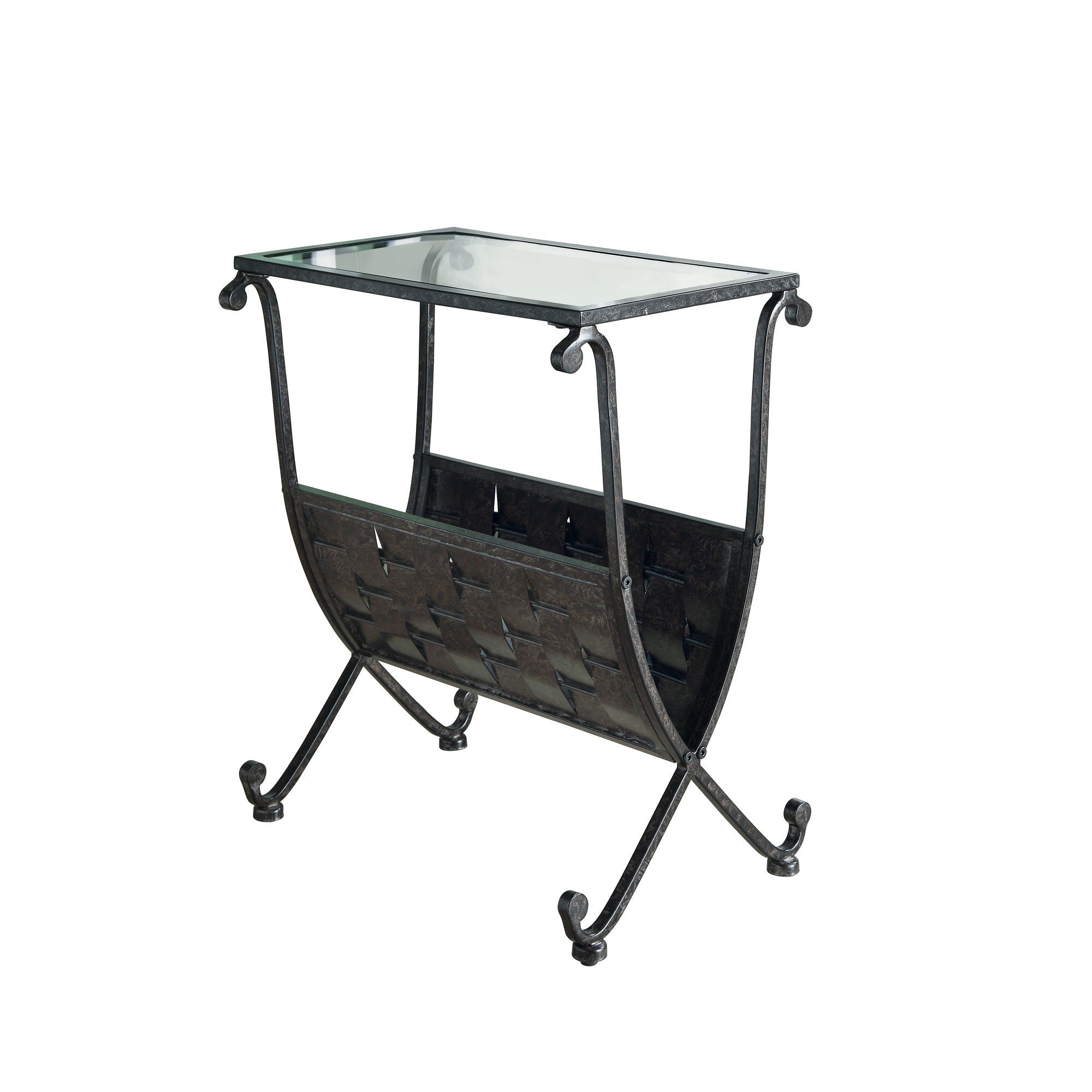 Accent Table - Black / Taupe Mix Metal W/ Tempered Glass