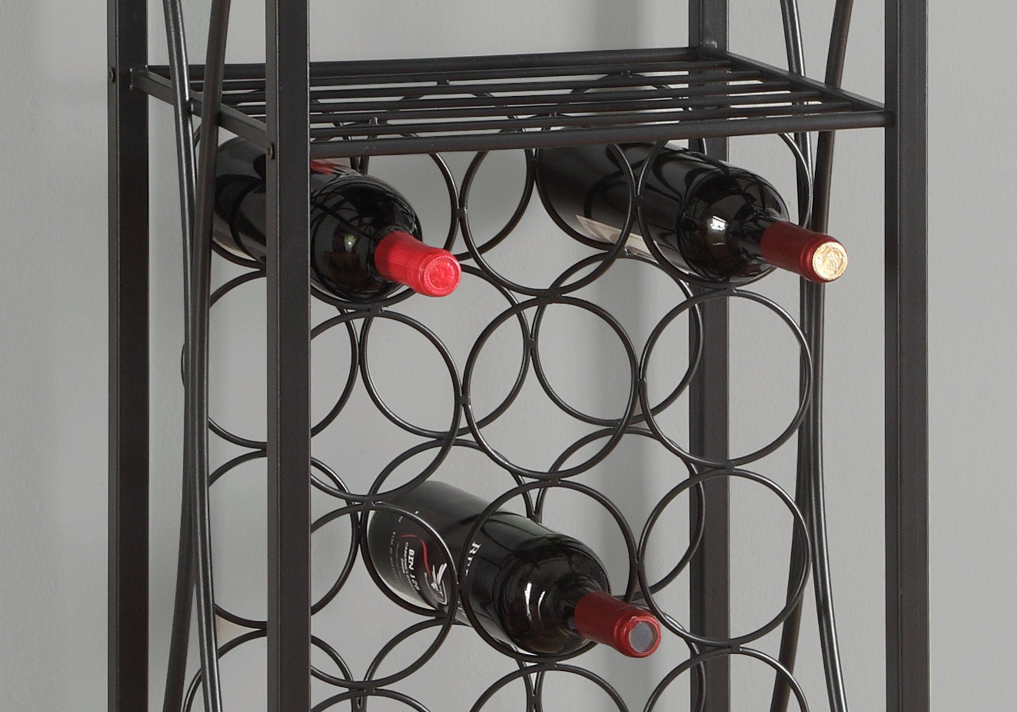 Home Bar - 40H / Black Metal Wine Bottle And Glass Rack
