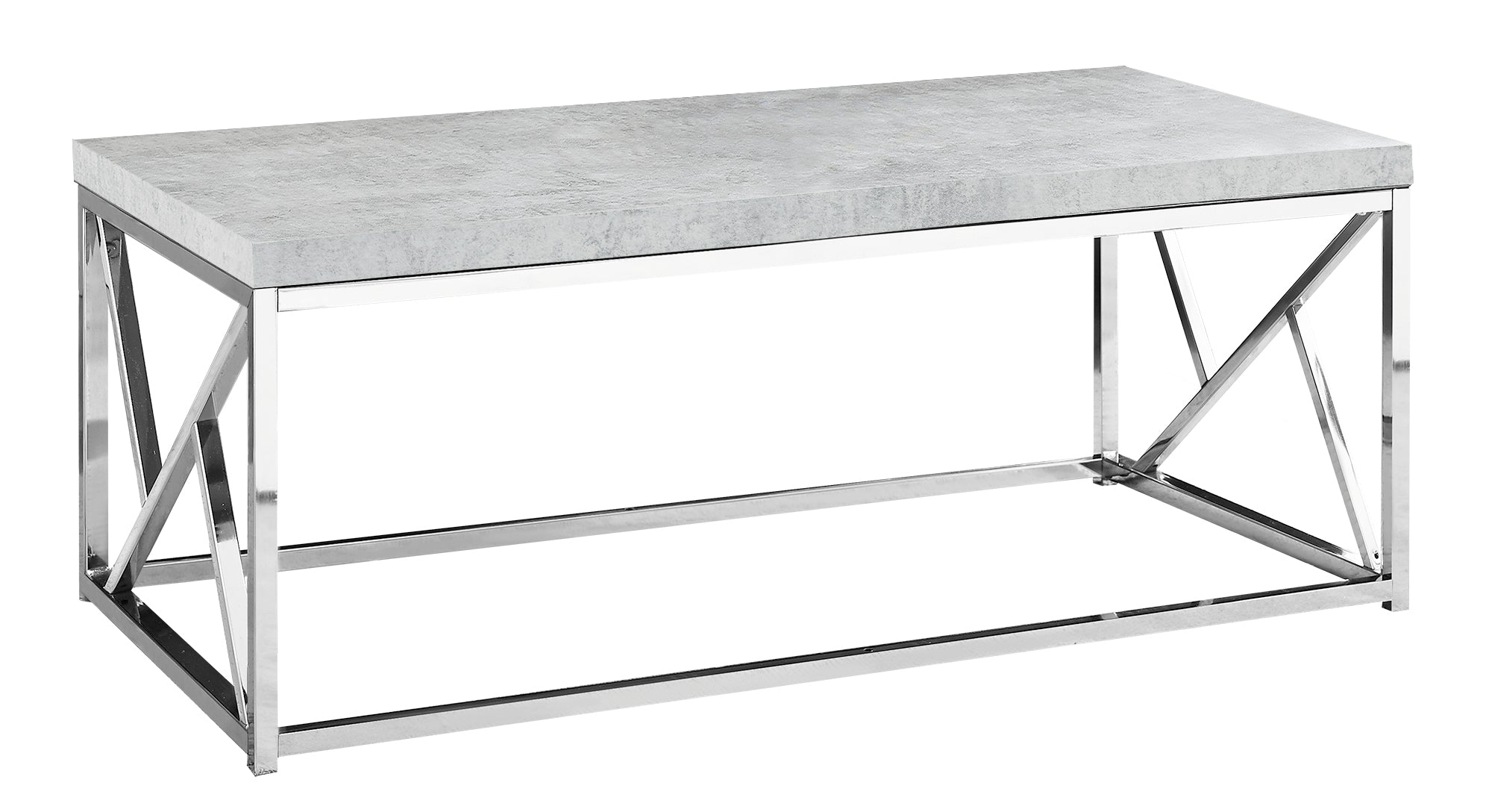 Coffee Table - Grey Cement With Chrome Metal