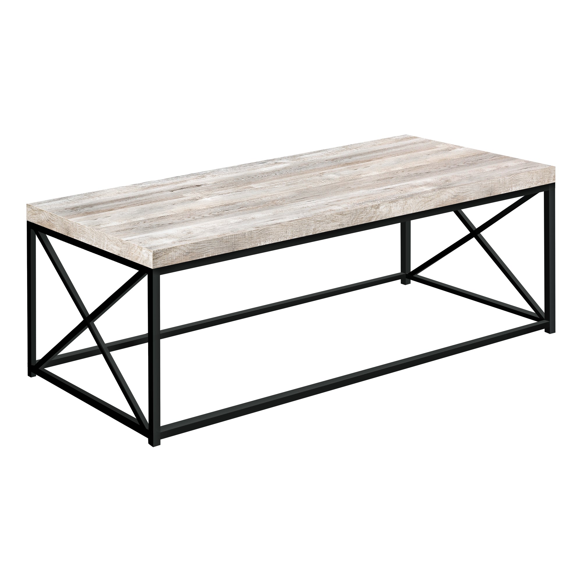 Coffee Table - Taupe Reclaimed Wood-Look / Black Metal