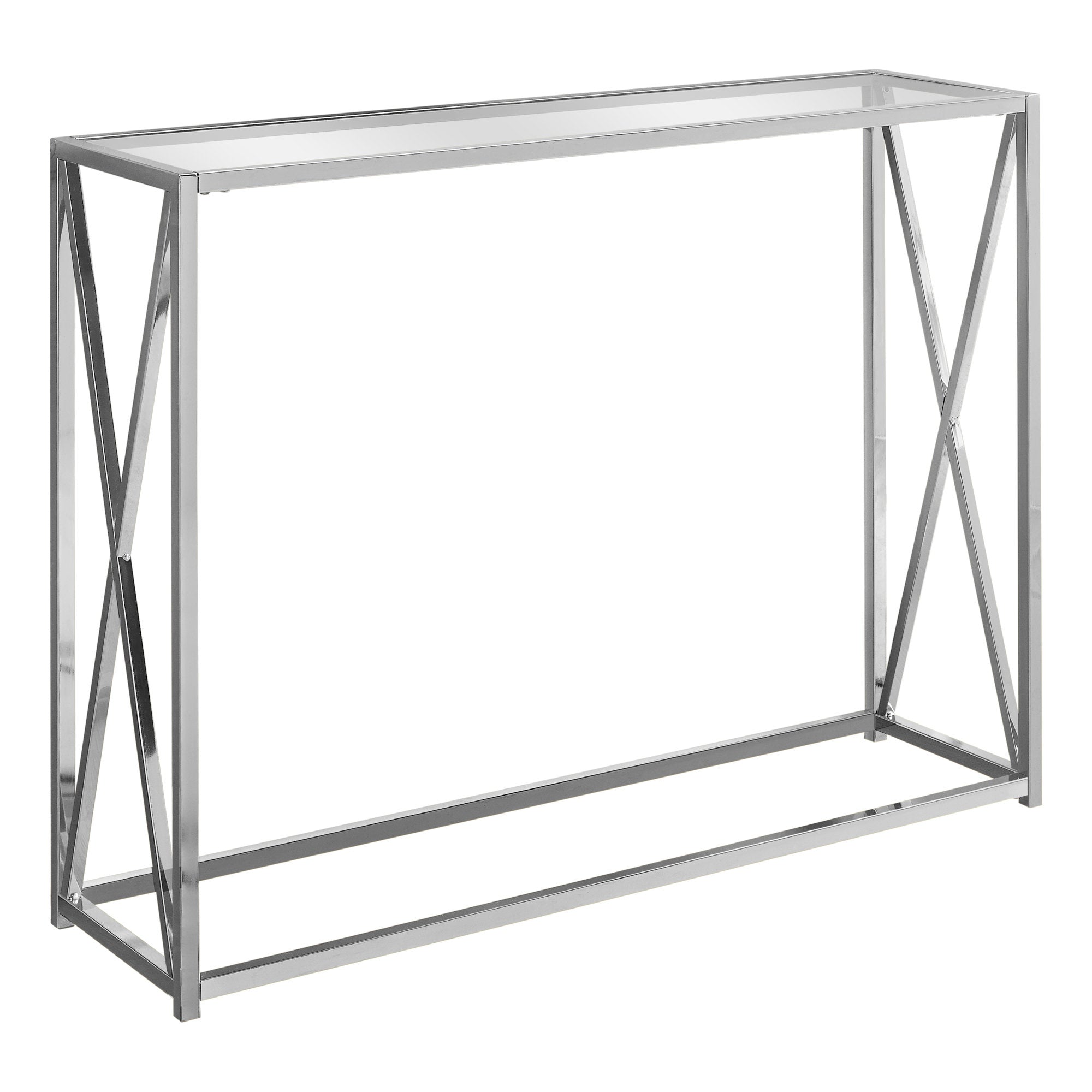 Accent Table - 42L / Chrome Metal With Tempered Glass