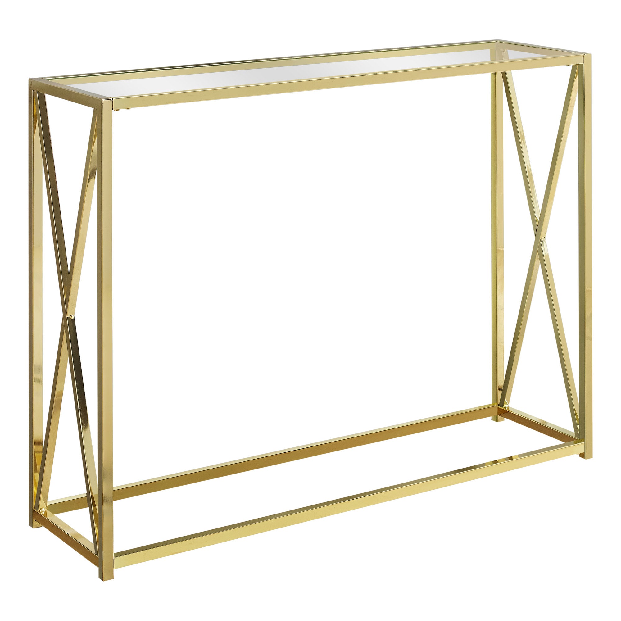 Accent Table - 42L / Gold Metal With Tempered Glass