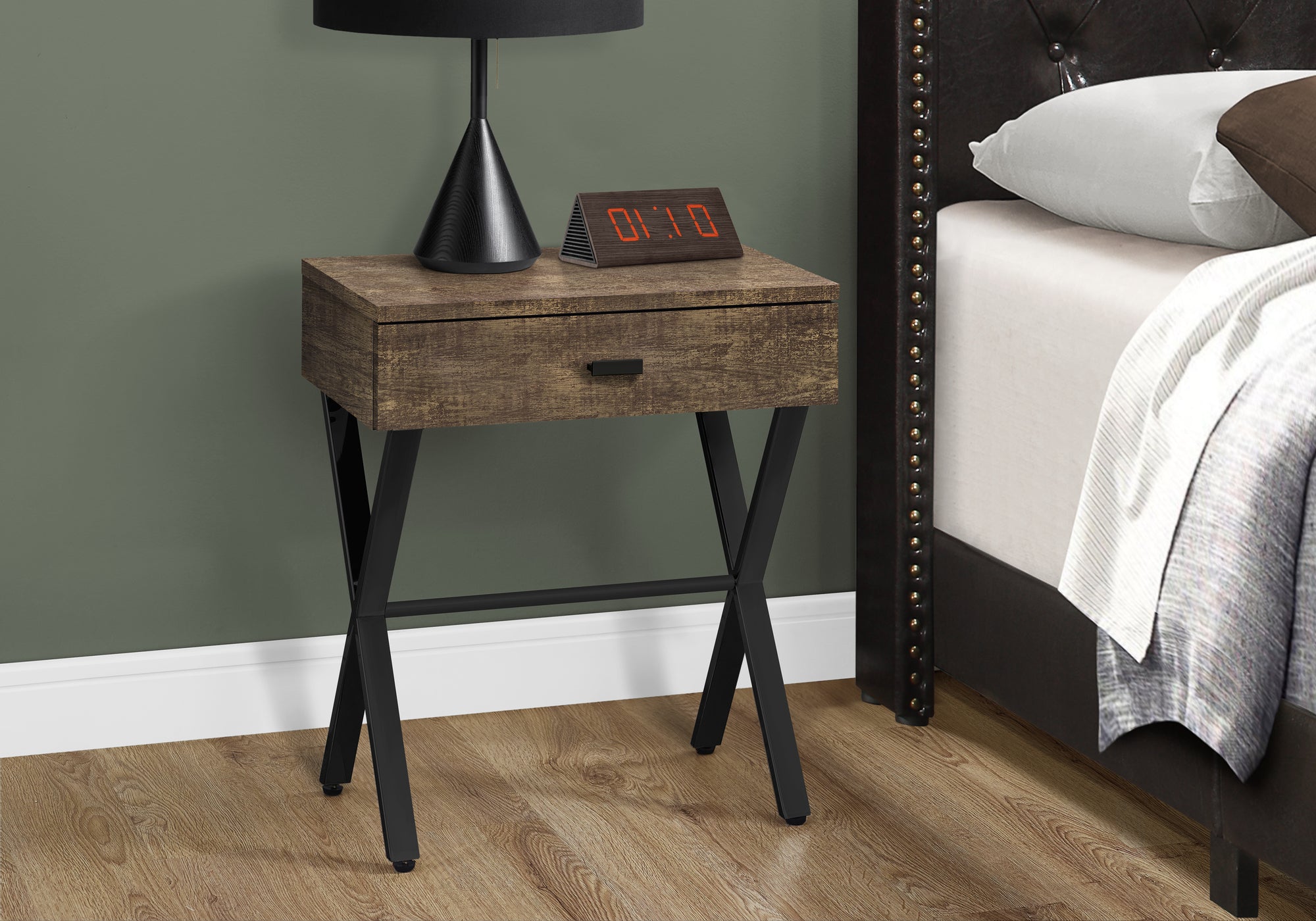 Accent Table - 24H / Brown Reclaimed Wood / Black Metal