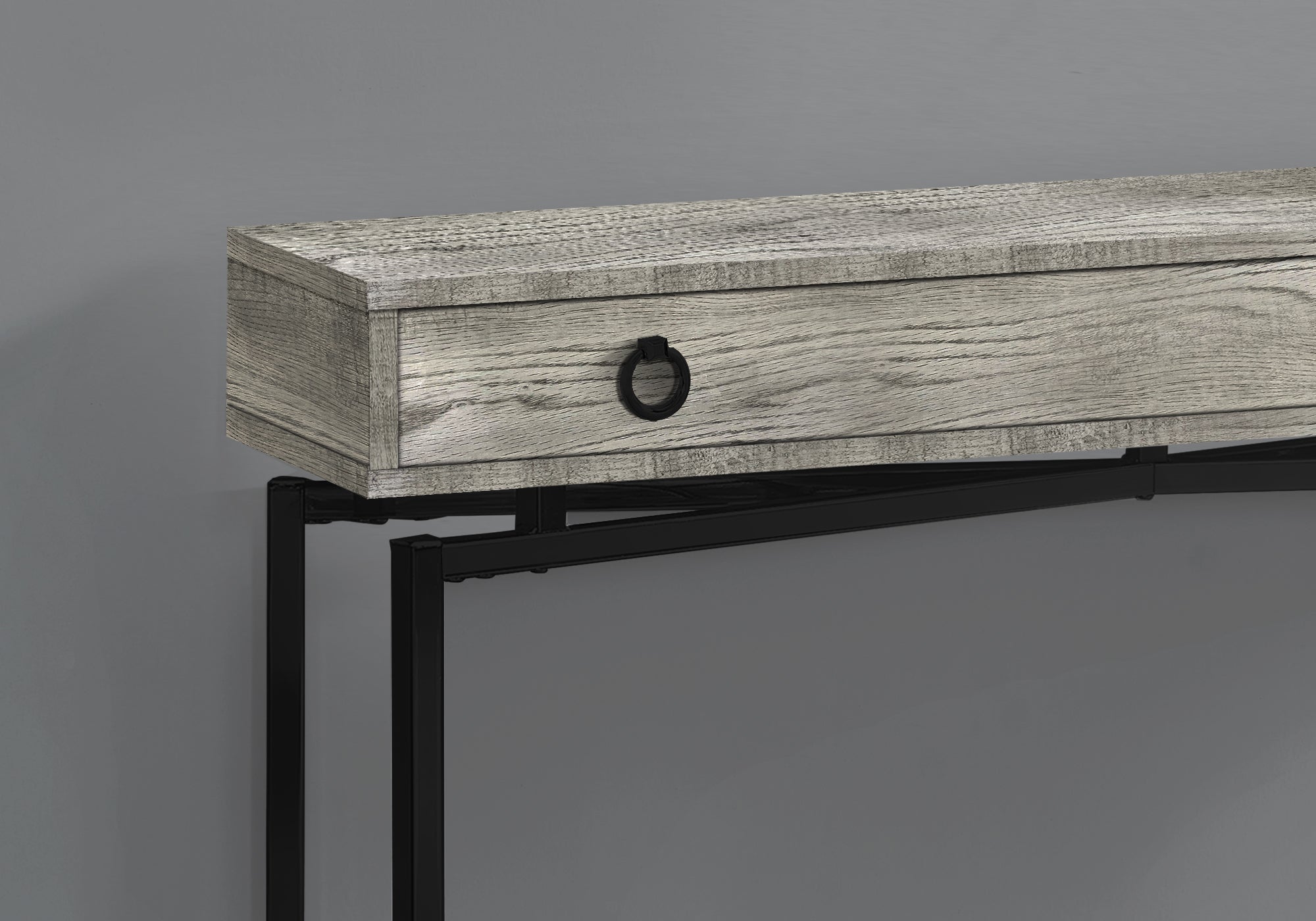 Accent Table - 42L / Grey Reclaimed Wood / Black Console