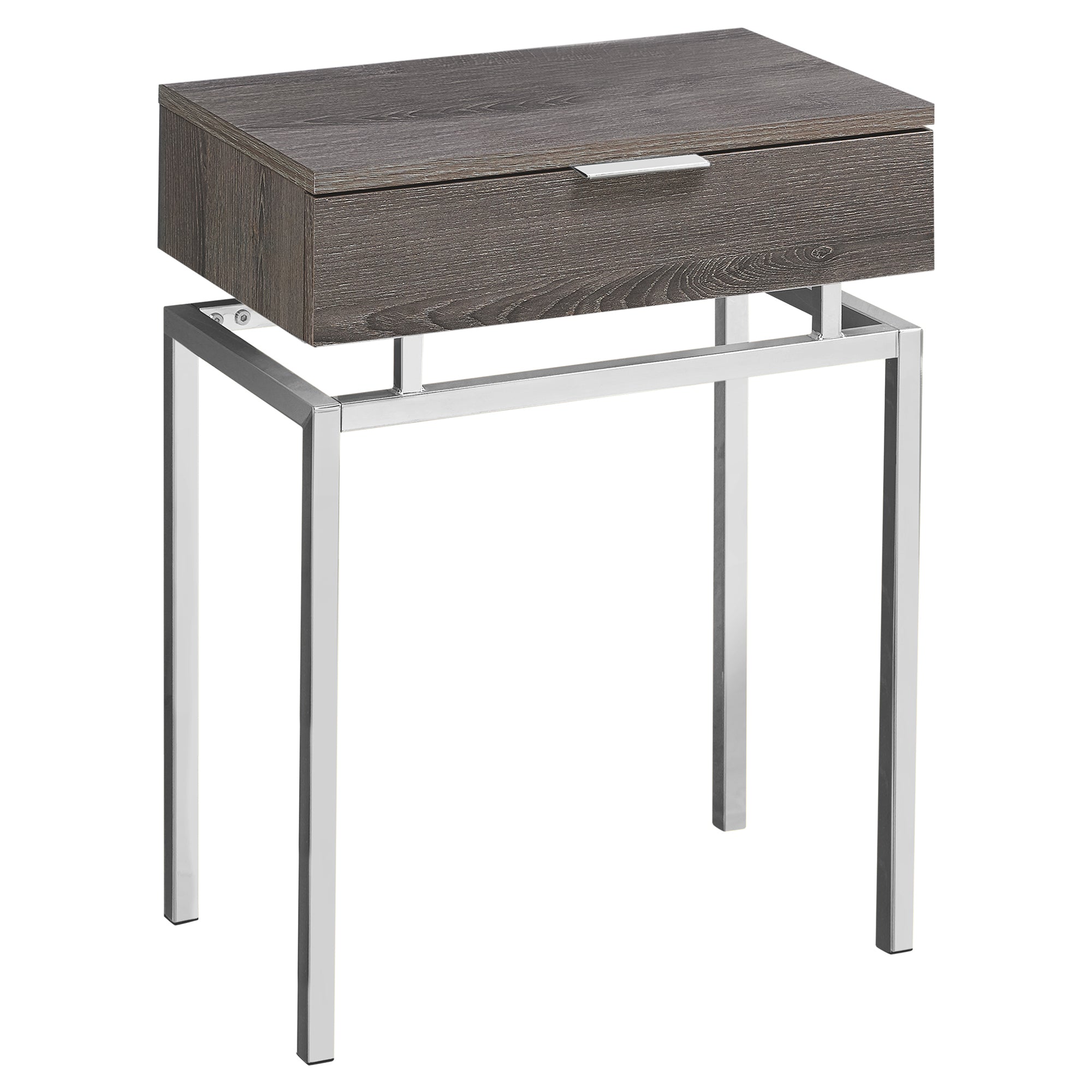 Accent Table - 24H / Dark Taupe / Chrome Metal