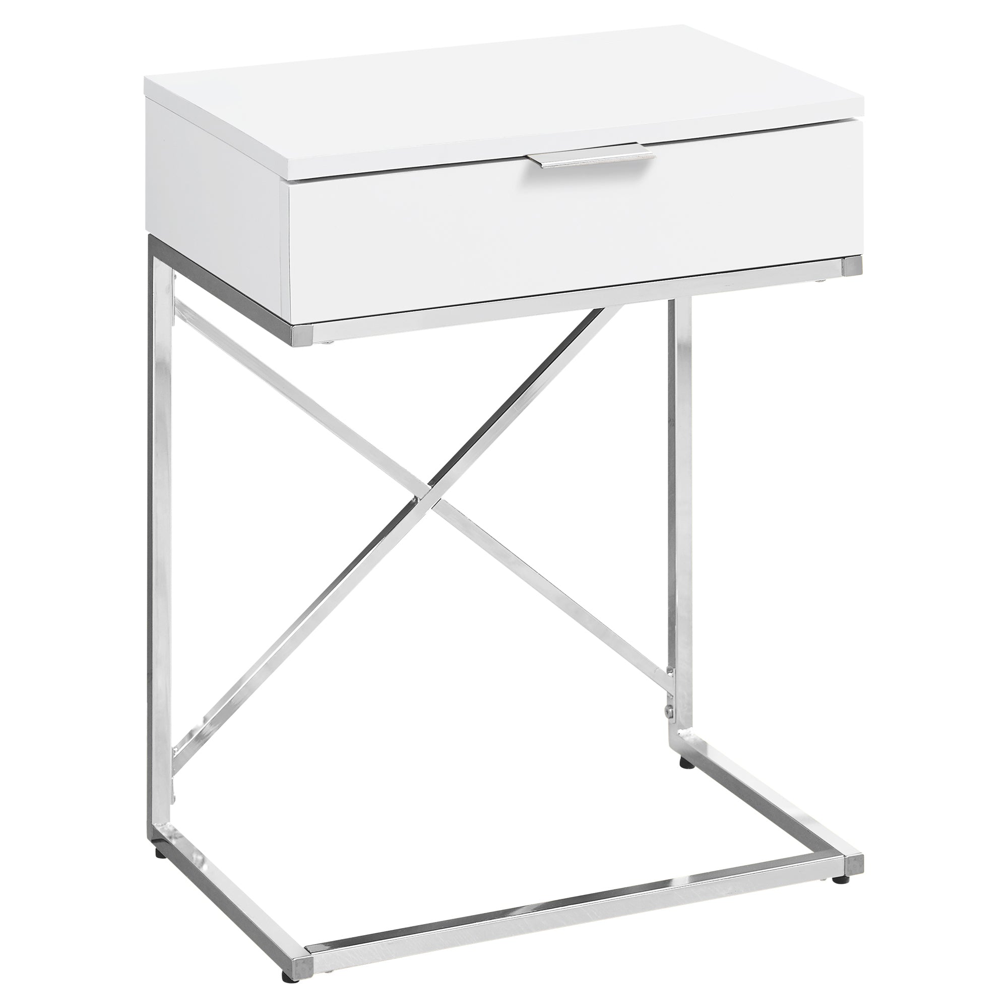 Accent Table - 24H / Glossy White / Chrome Metal